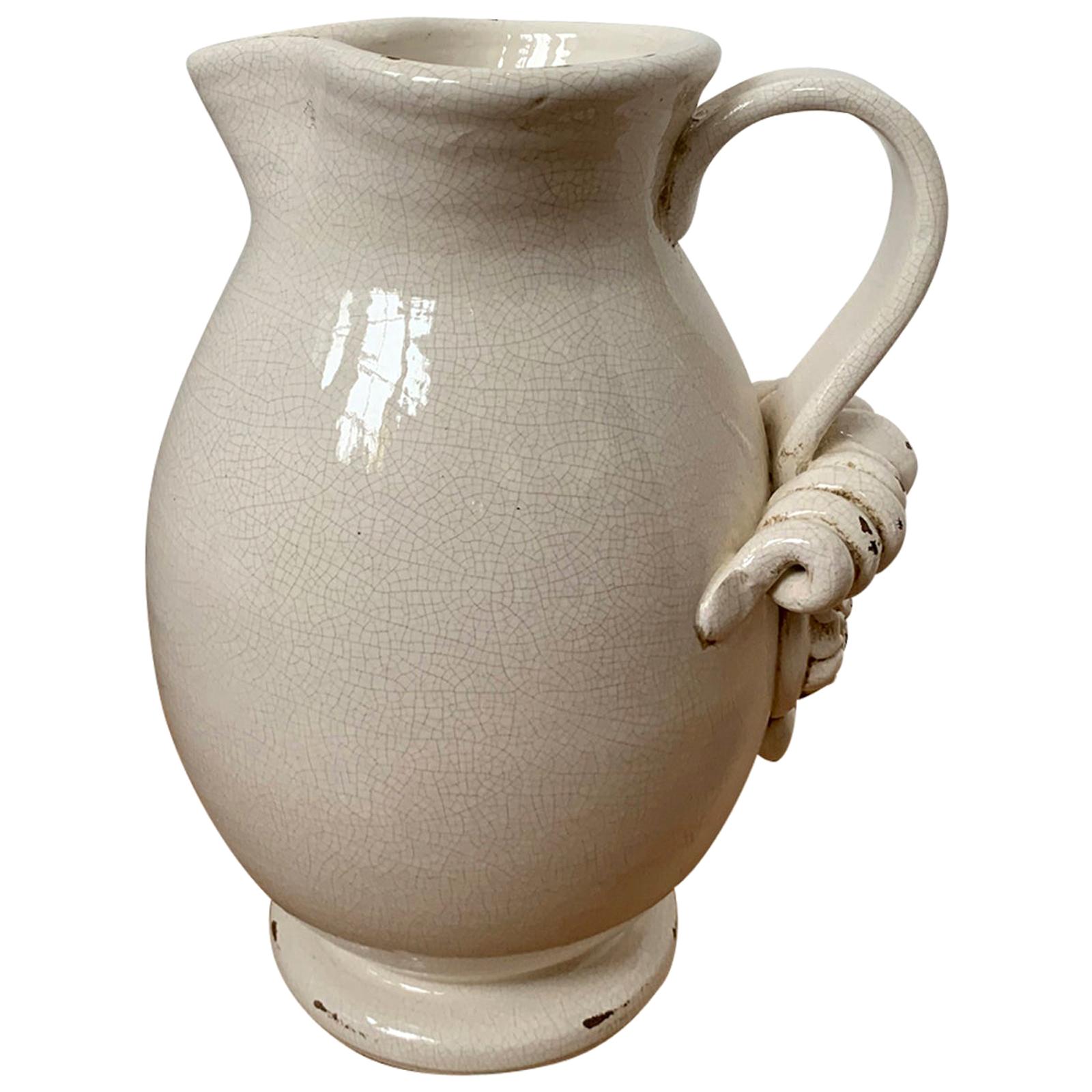 20th Century Creamware Jug / Pitcher with Applied Handle For Sale