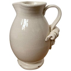 20th Century Creamware Jug / Pitcher with Applied Handle