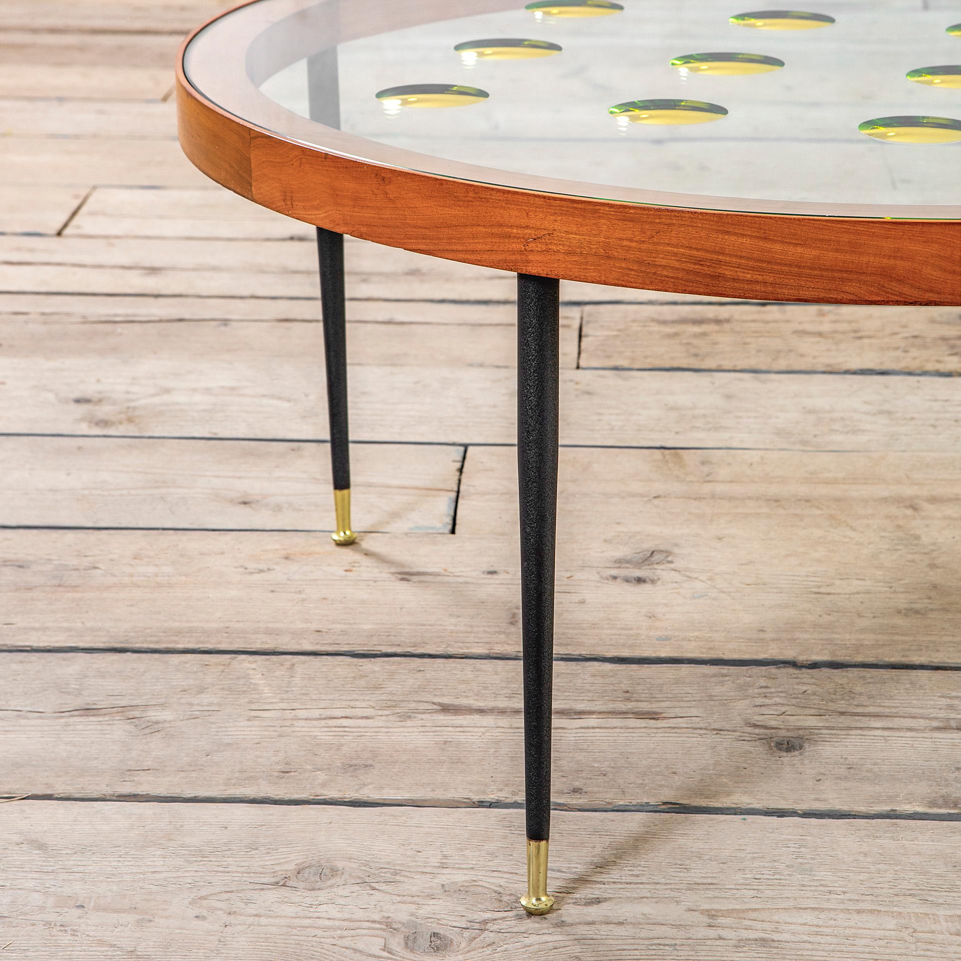 italien Table basse d'art Cristal du 20e siècle avec détails dorés en vente