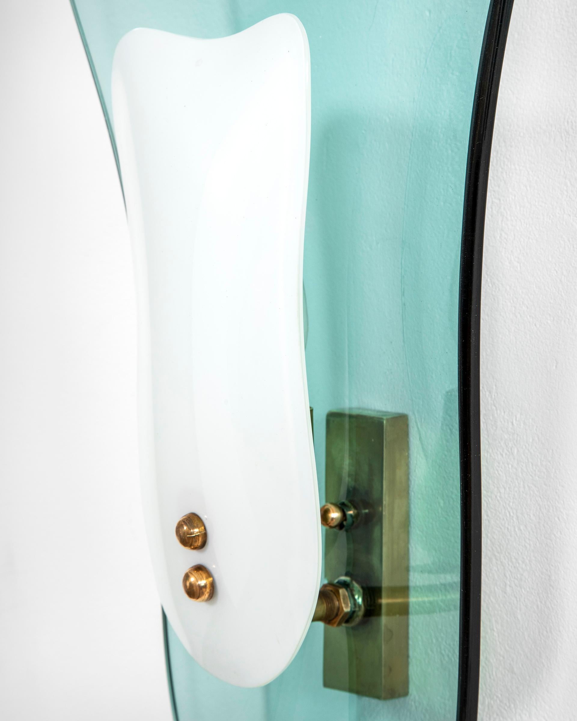 Mid-20th Century 20th Century Cristal Art Wall Lights in Glass, Opaline Glass and Brass '50s