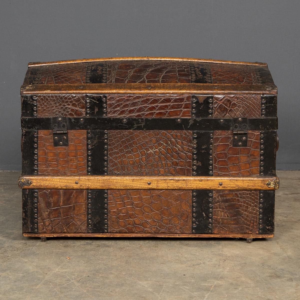 20th Century Crocodile Leather Childs Traveling Trunk, c.1910 In Good Condition In Royal Tunbridge Wells, Kent