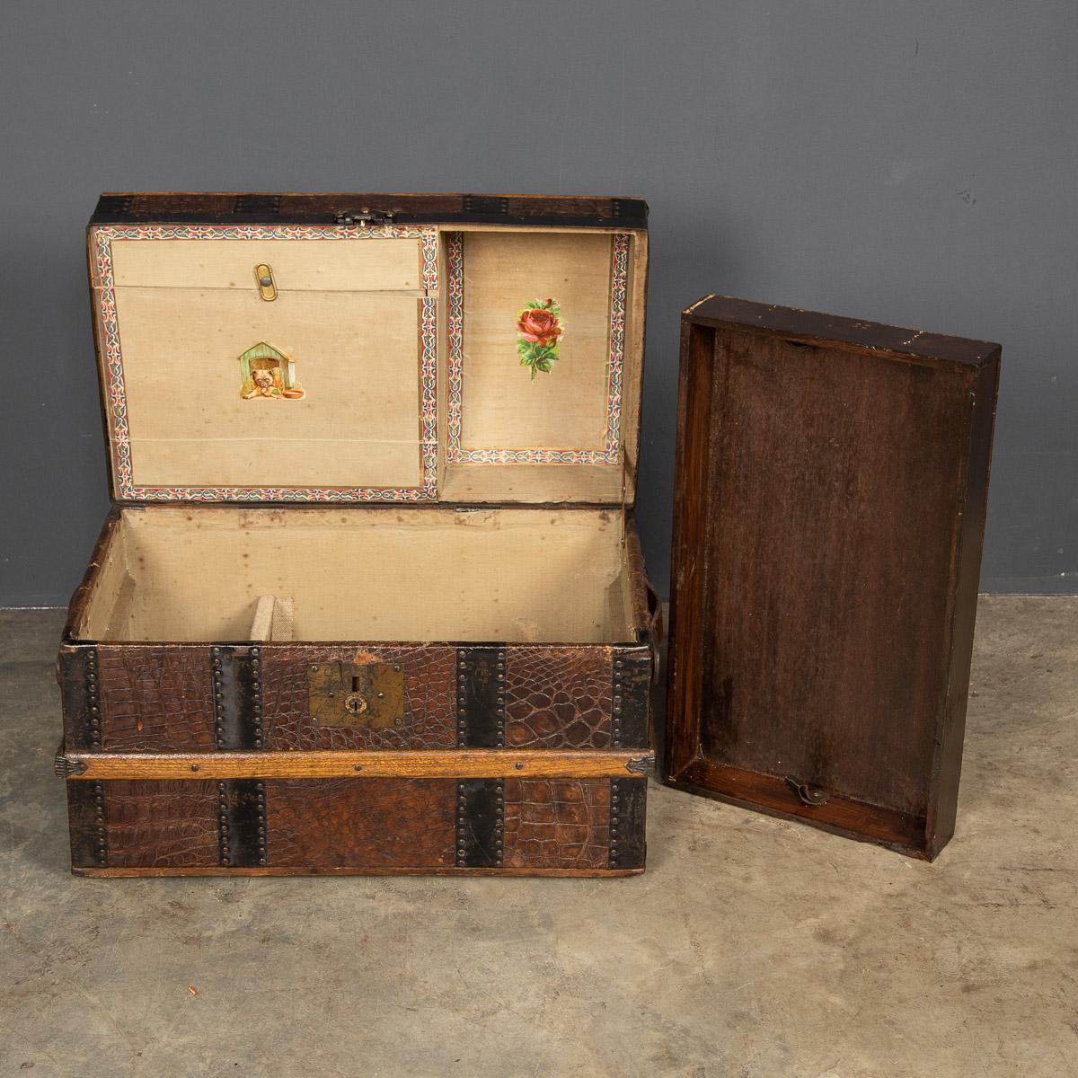 20th Century Crocodile Leather Childs Traveling Trunk, c.1910 2