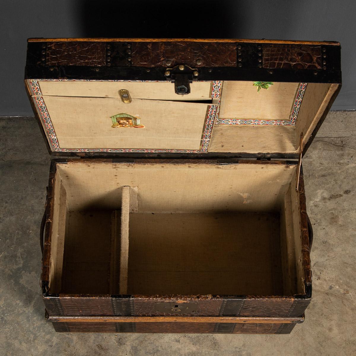 20th Century Crocodile Leather Childs Traveling Trunk, c.1910 3
