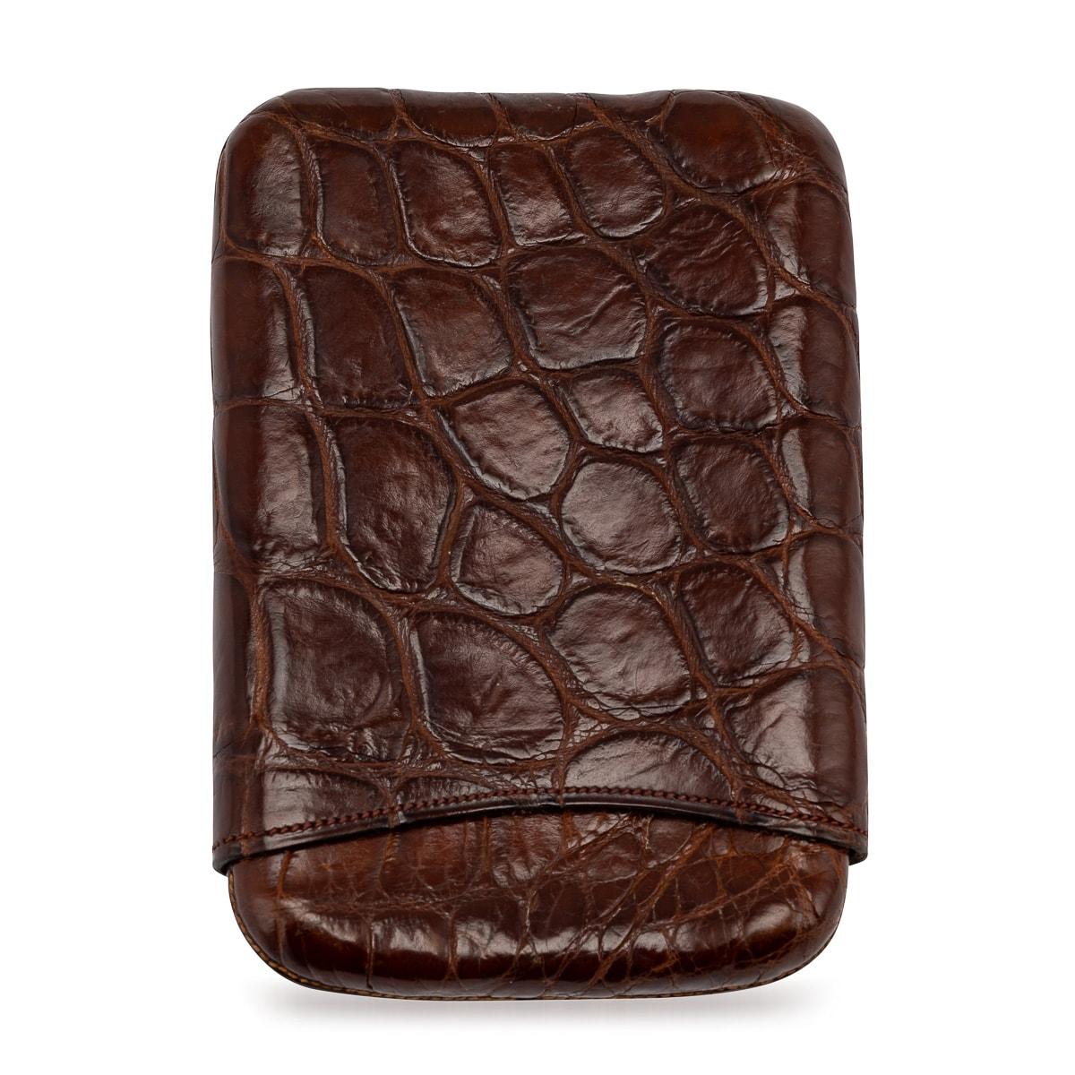 20th Century Crocodile Leather Cigar Sleeve, Made in England In Good Condition In Royal Tunbridge Wells, Kent