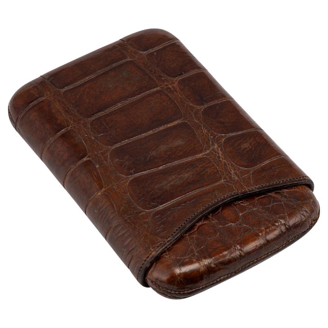 20th Century Crocodile Leather Cigar Sleeve, Made in England