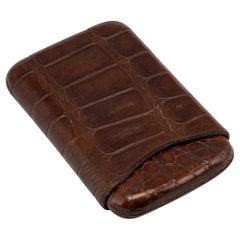 Manchette à cigares du 20e siècle en cuir de crocodile, fabriquée en Angleterre