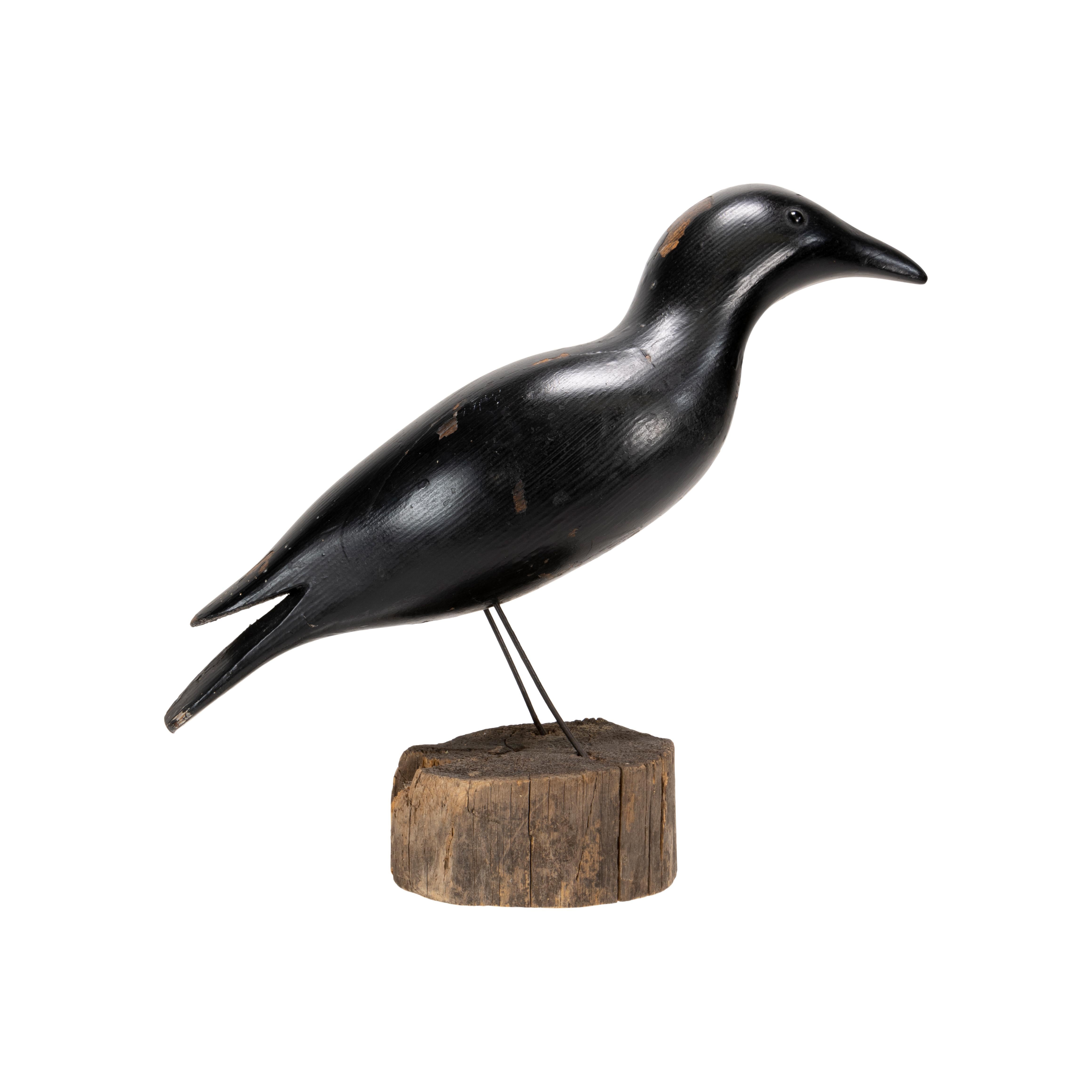 Hand-Carved 20th Century Crow Decoy For Sale