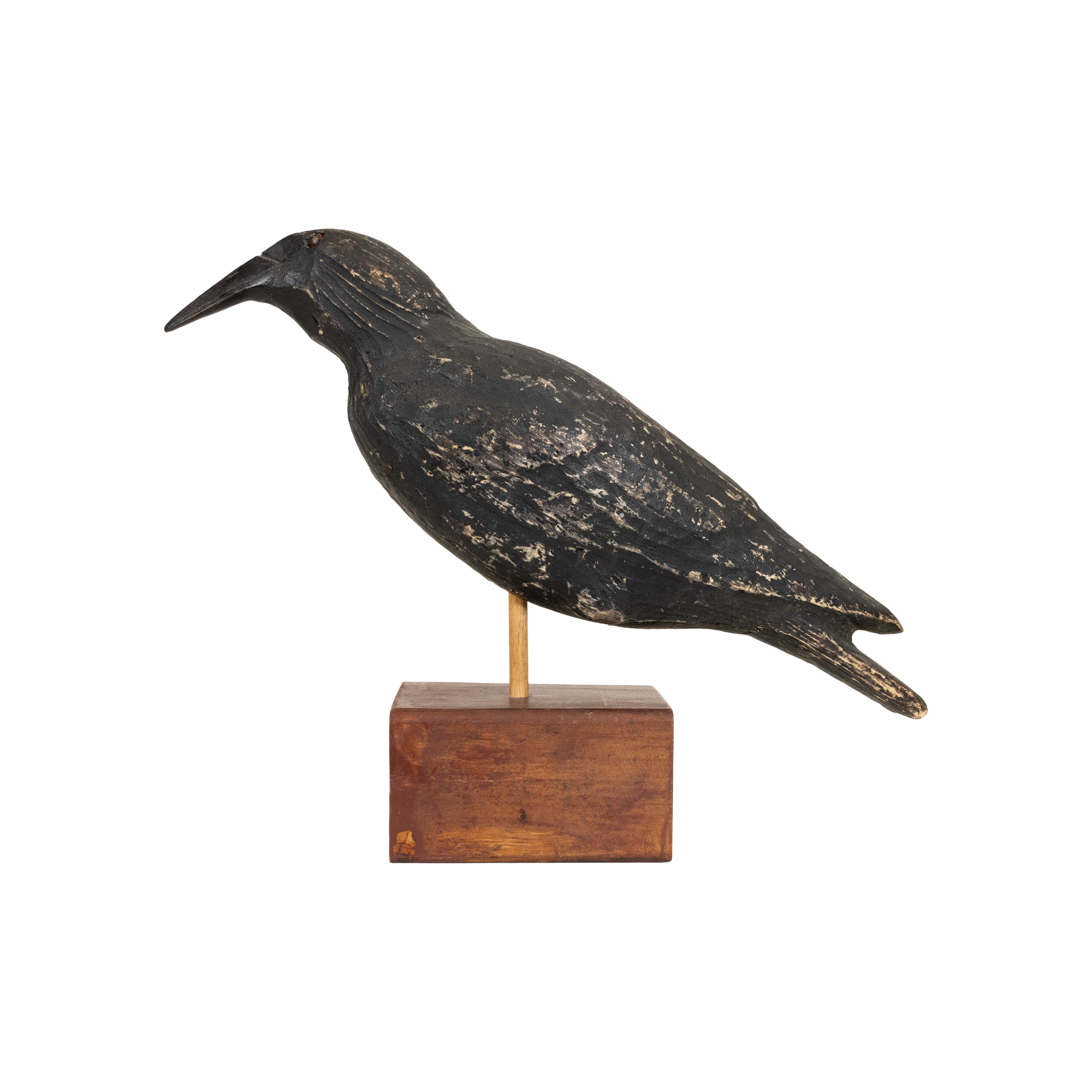Hand-Carved 20th Century Crow Decoy For Sale
