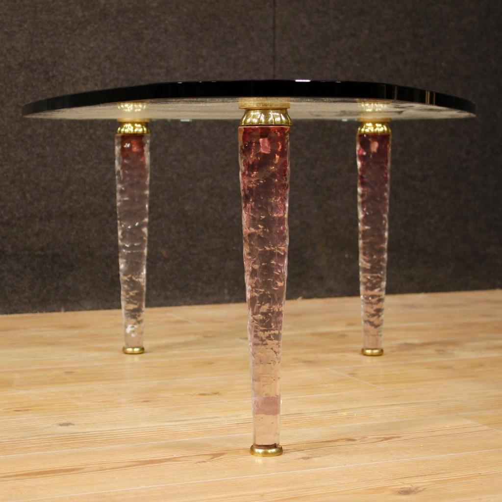 20th Century Crystal and Gilt Brass Italian Design Coffee Table, 1960 In Good Condition In Vicoforte, Piedmont