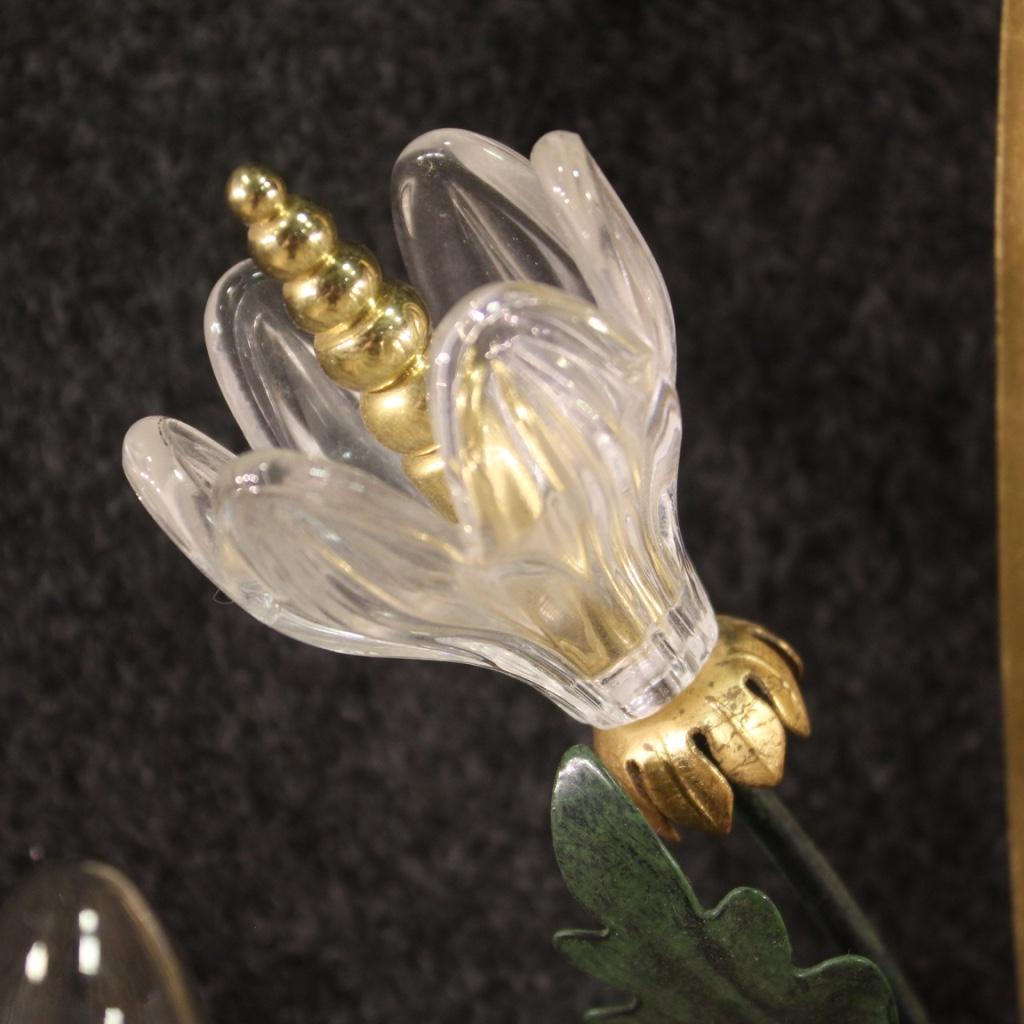 20th Century Crystal and Gold and Painted Metal Italian Wall Light, 1970 For Sale 5