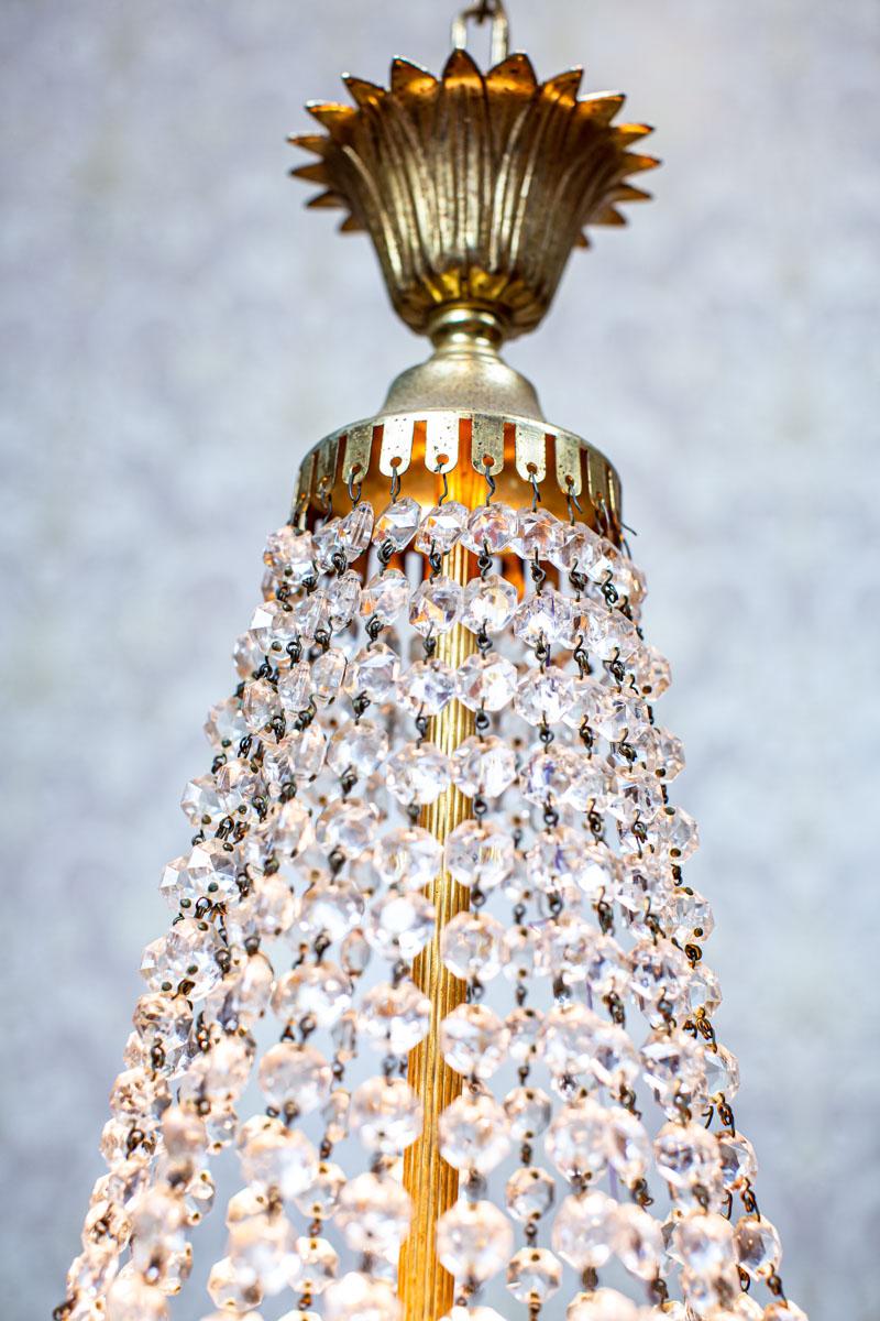 20th-Century Crystal Chandelier with Brass Elements 1