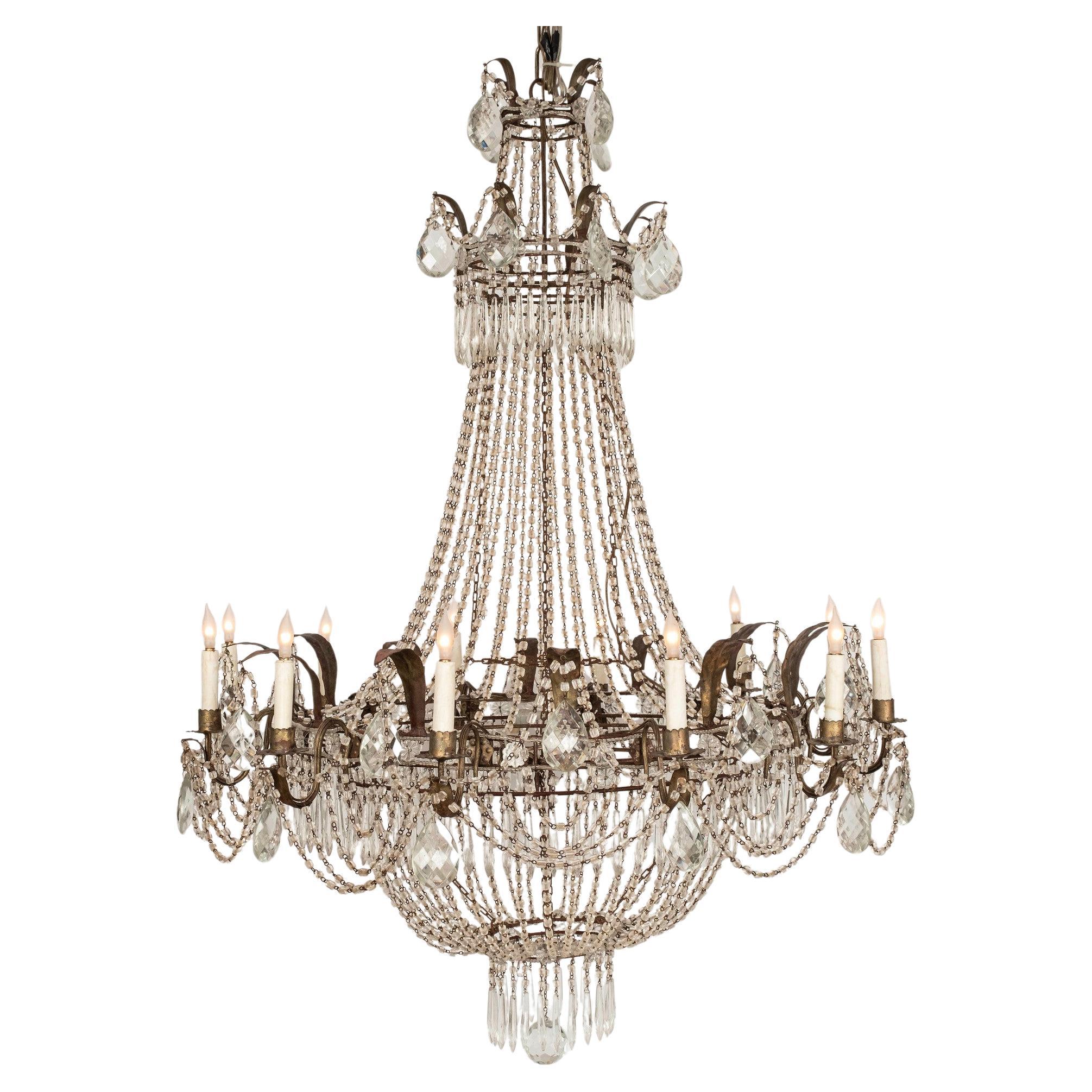 Lampadario di cristallo del XX secolo, due disponibili