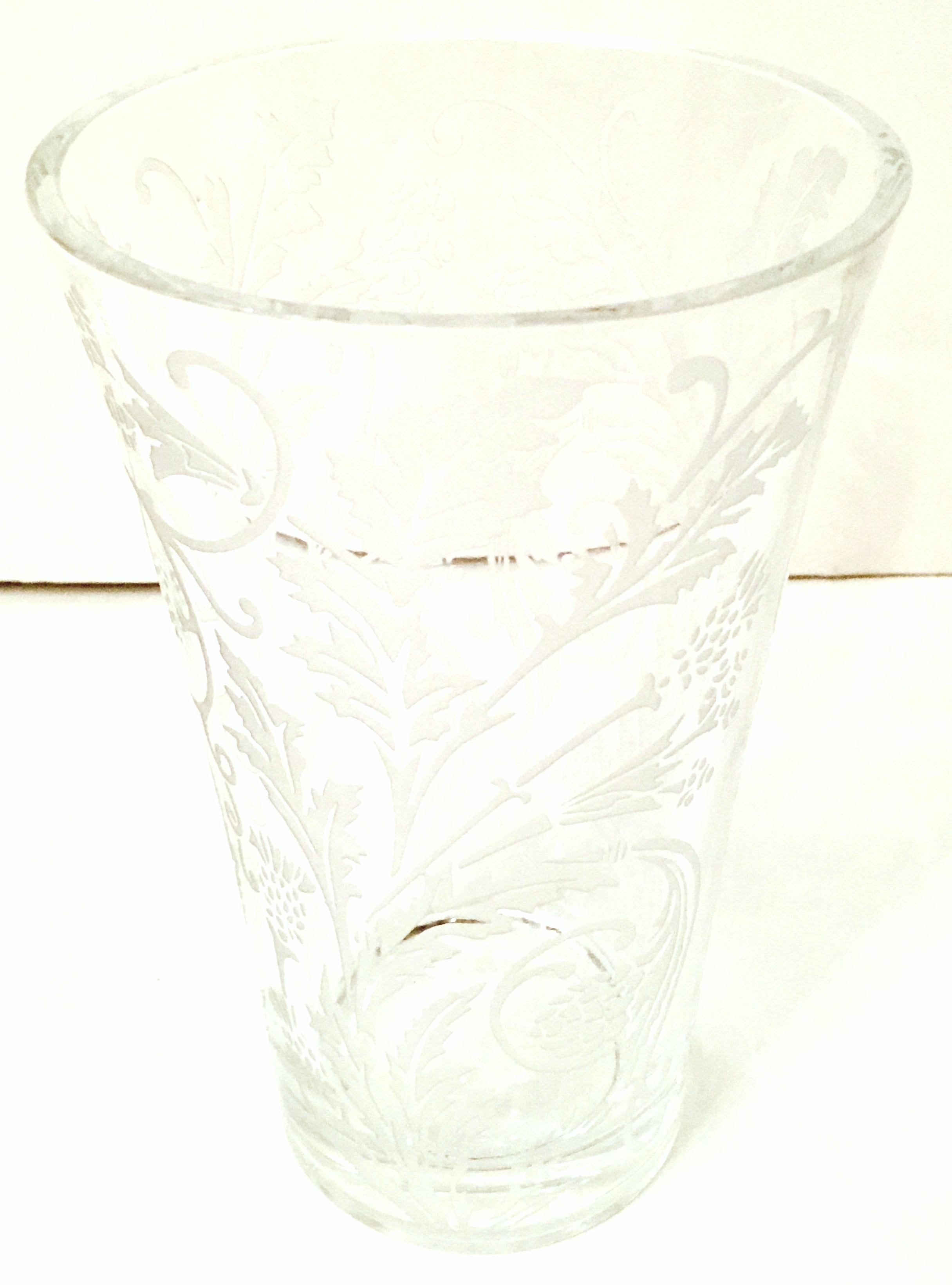 1990'S French etched & frosted crystal vase in the 