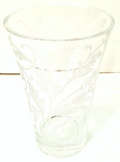 20th Century Crystal Etched Vase "Marly" By, Christofle Silver France