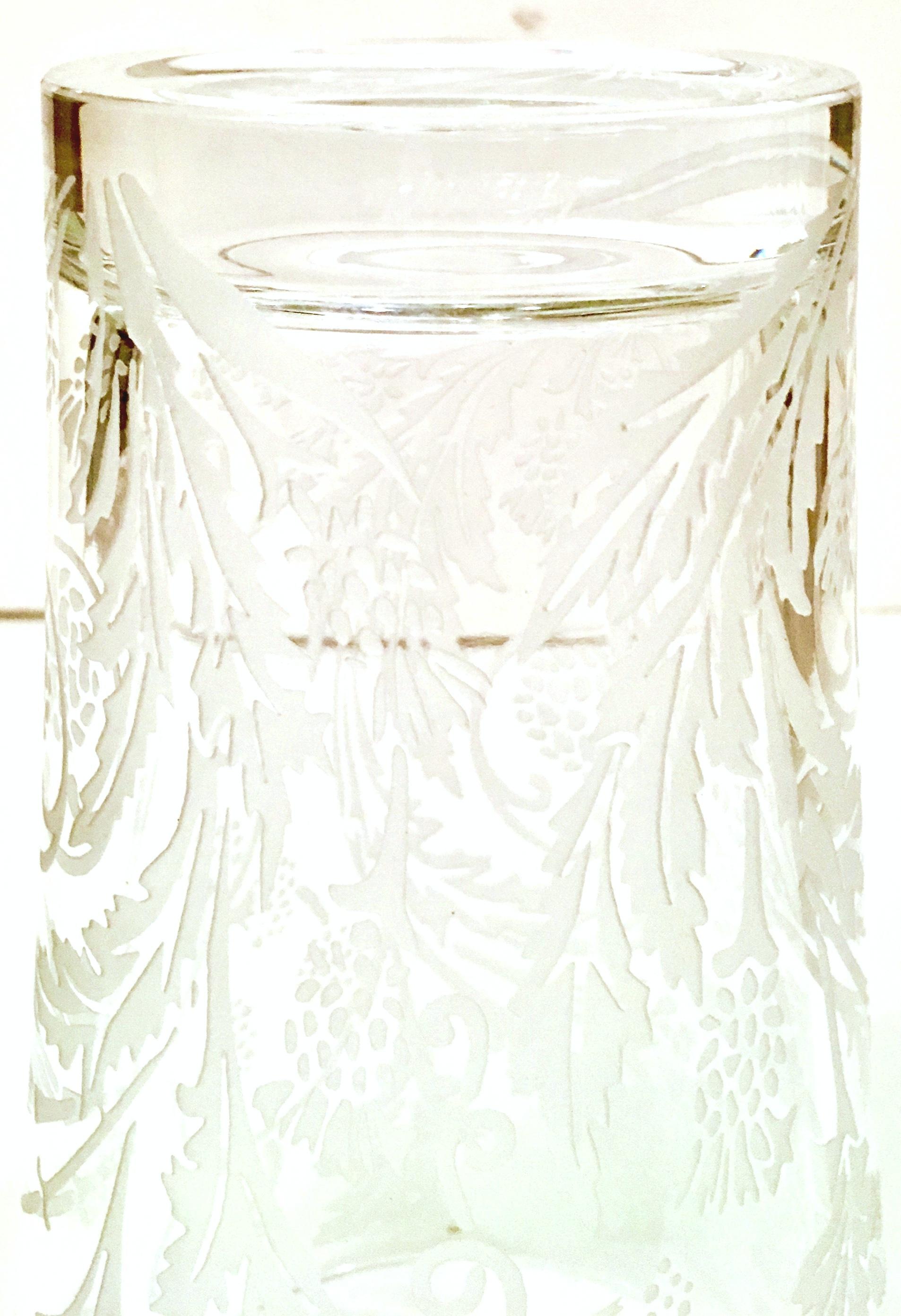 French 20th Century Crystal Etched Vase 