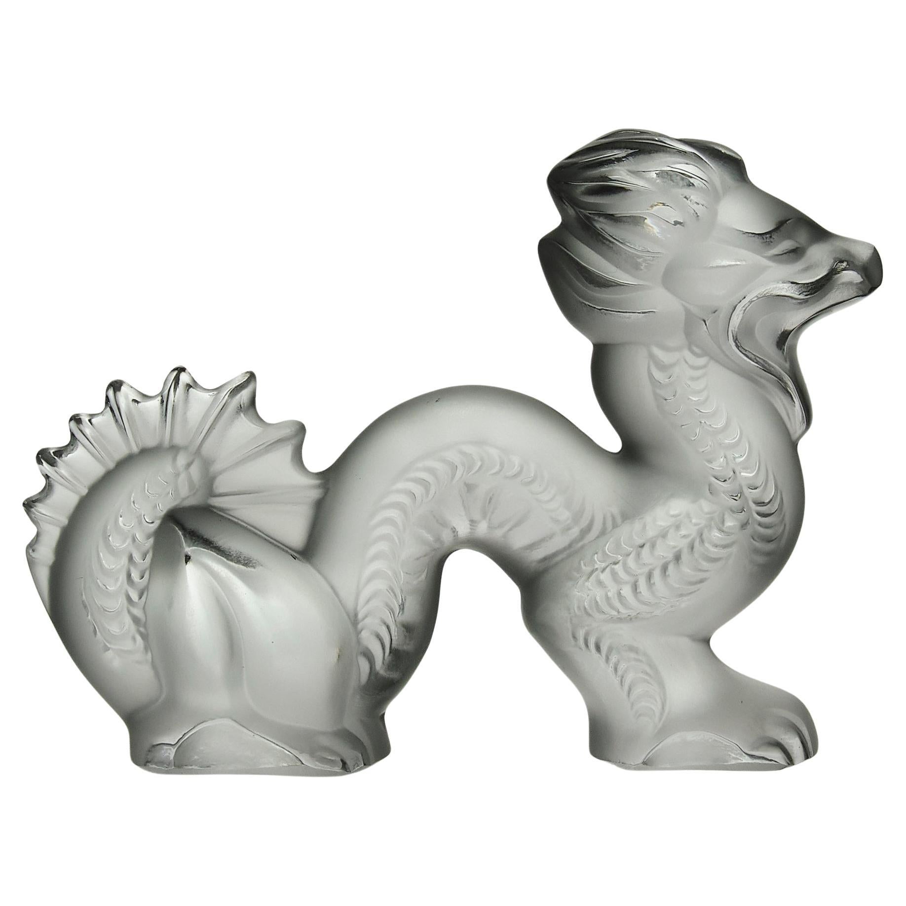 20th Century Crystal Glass Sculpture entitled "Oriental Dragon" by Marc Lalique