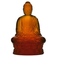 Kristallglas-Skulptur eines sitzenden Buddhas aus dem 20. Jahrhundert mit dem Titel „Seated Buddha“ von Lalique Glass
