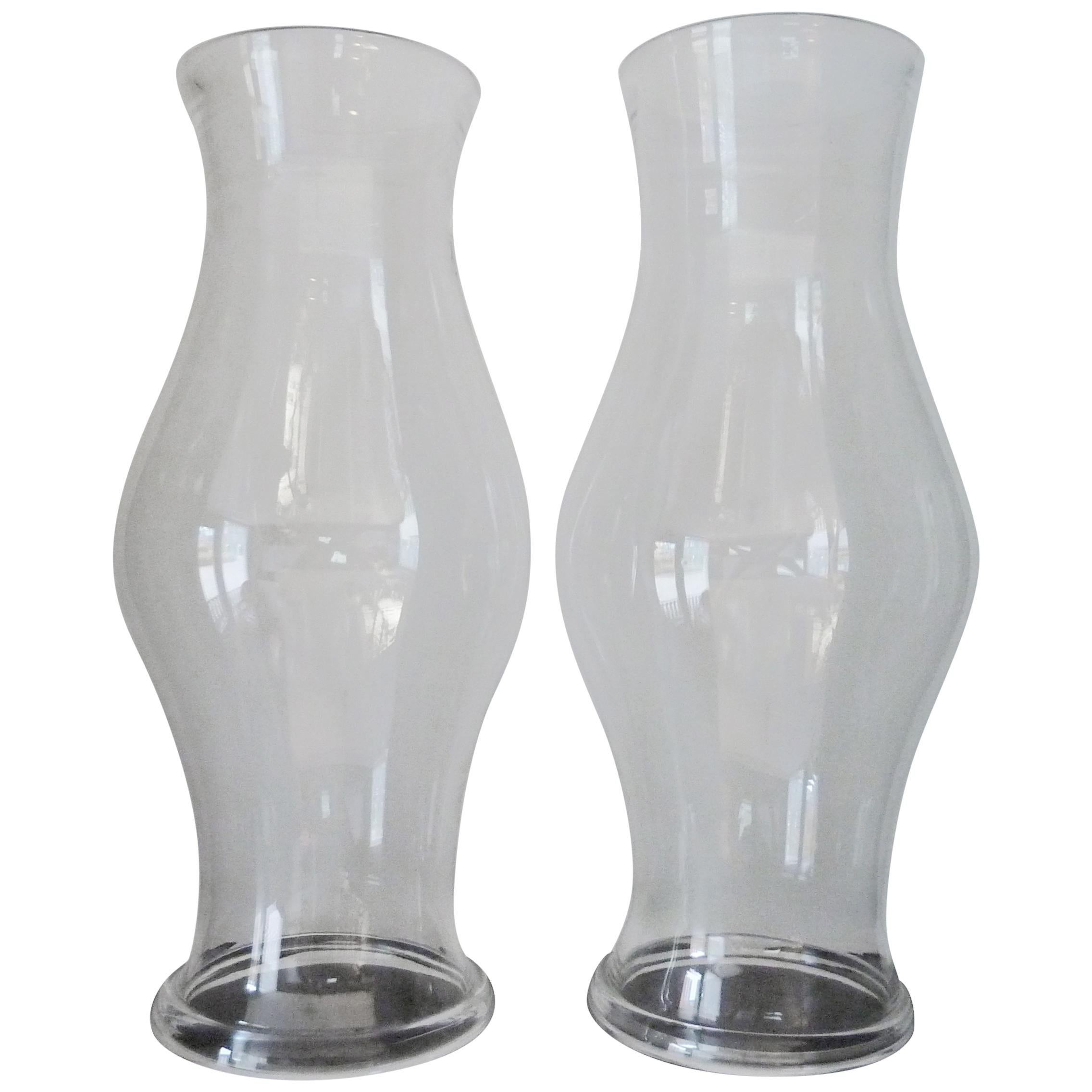20th Century Crystal Mouth-Blown Hurricane Candle Shades For Sale