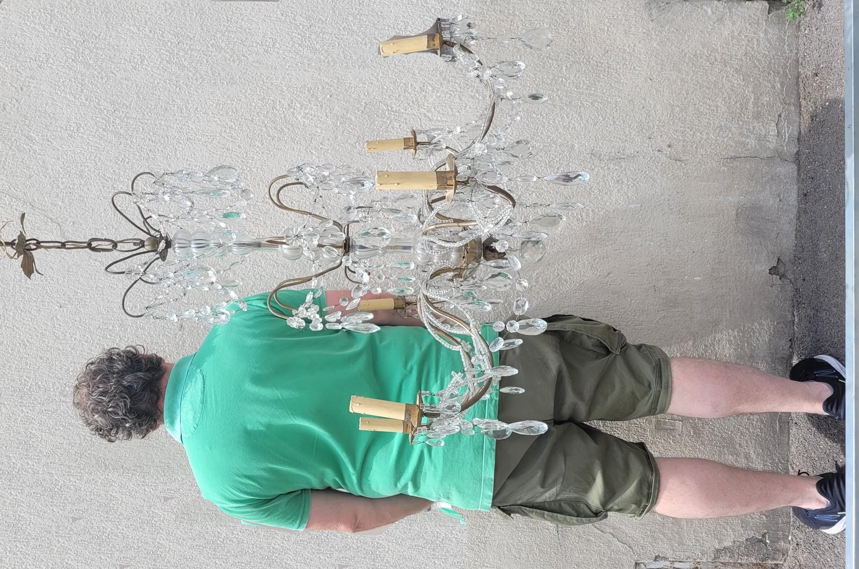 Lampadario a sospensione in cristallo del XX secolo in vendita 5