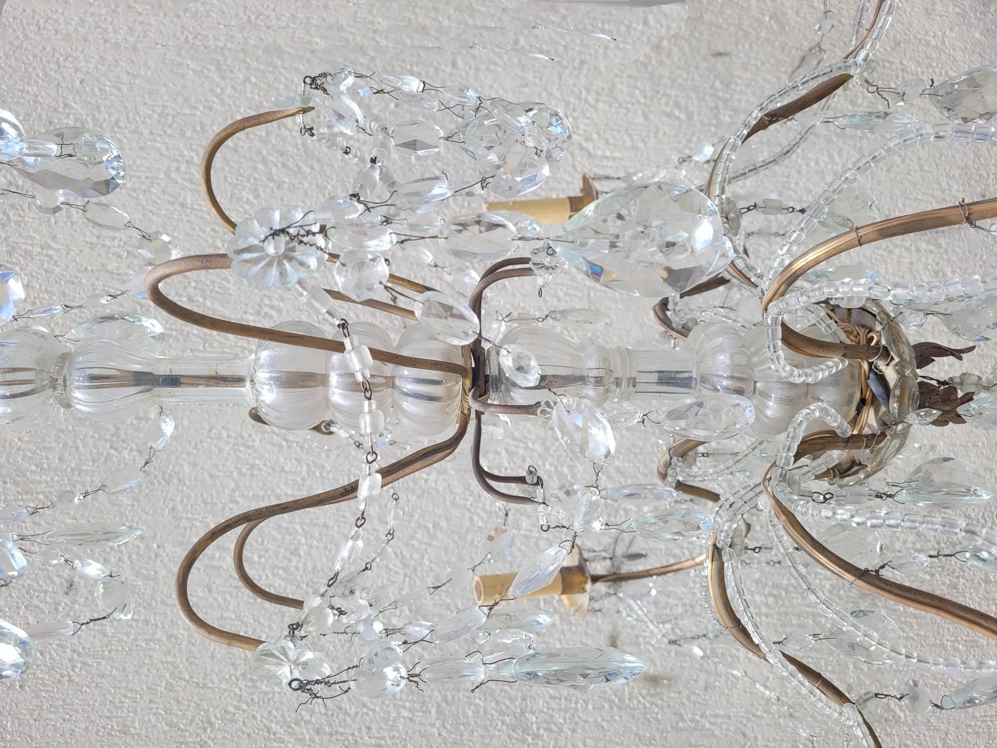 Lampadario a sospensione in cristallo del XX secolo In condizioni buone in vendita a MARSEILLE, FR