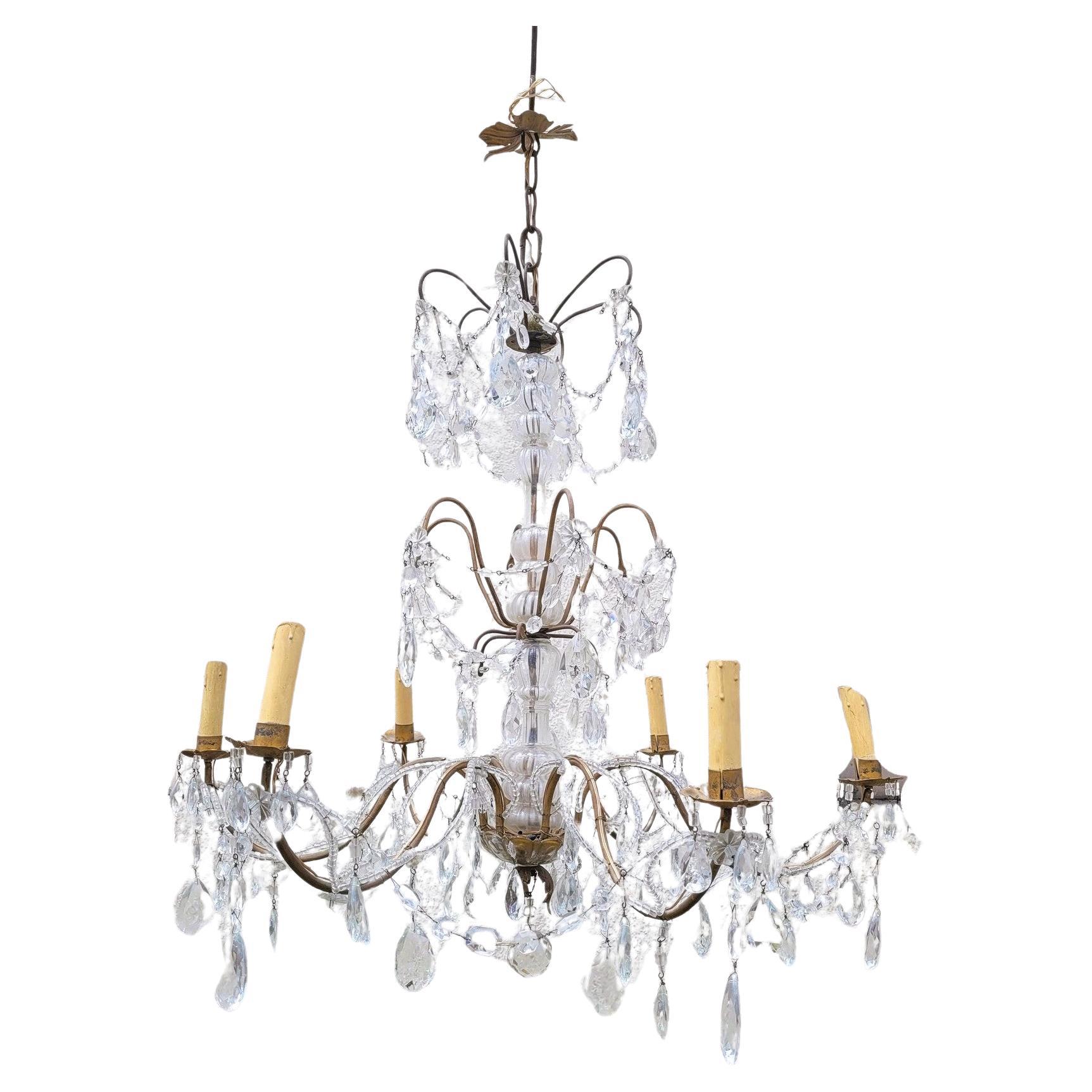 20th Century Crystal Pendant Chandelier