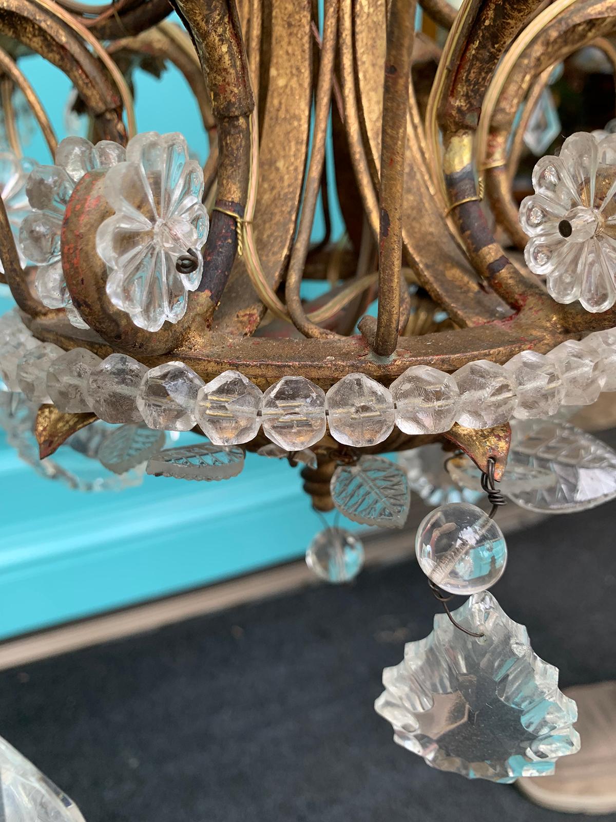 20th Century Crystal Six-Arm Chandelier Attributes to Maison Bagues 5
