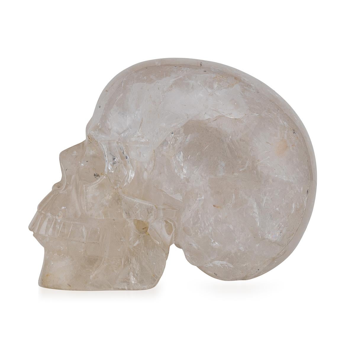 Mid 20th Century hand carved crystal skull. Crystal skulls are intriguing and often mystifying artefacts crafted from various types of crystal or gemstone, including quartz, amethyst, and more.

CONDITION
In Great Condition - Please refer to