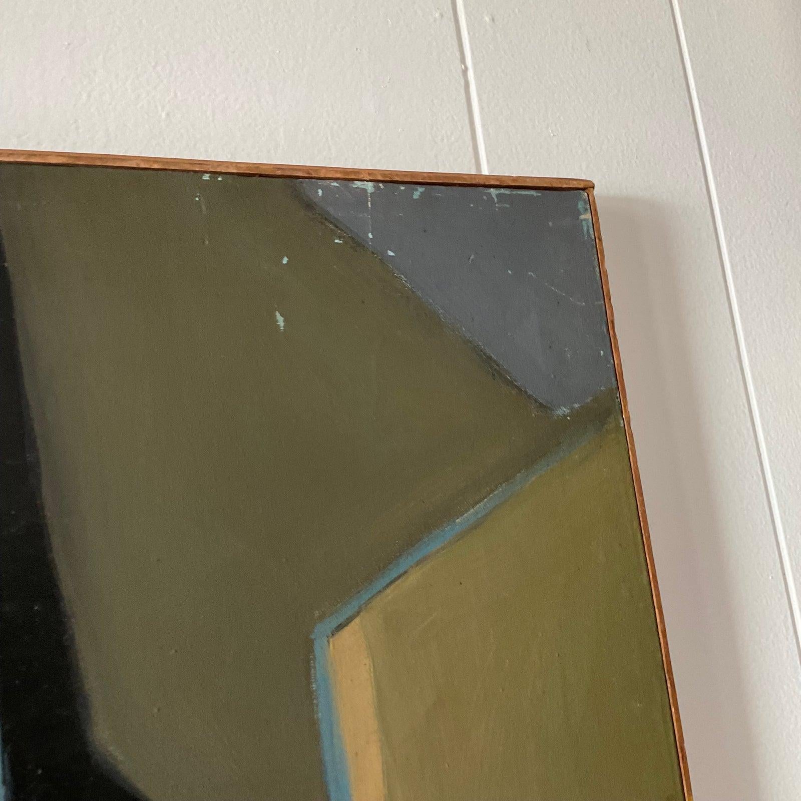 A vintage MCM original oil on canvas. A chic Abstract composition in deep muted colors. Signed by the artist. Acquired at Palm Beach estate.
