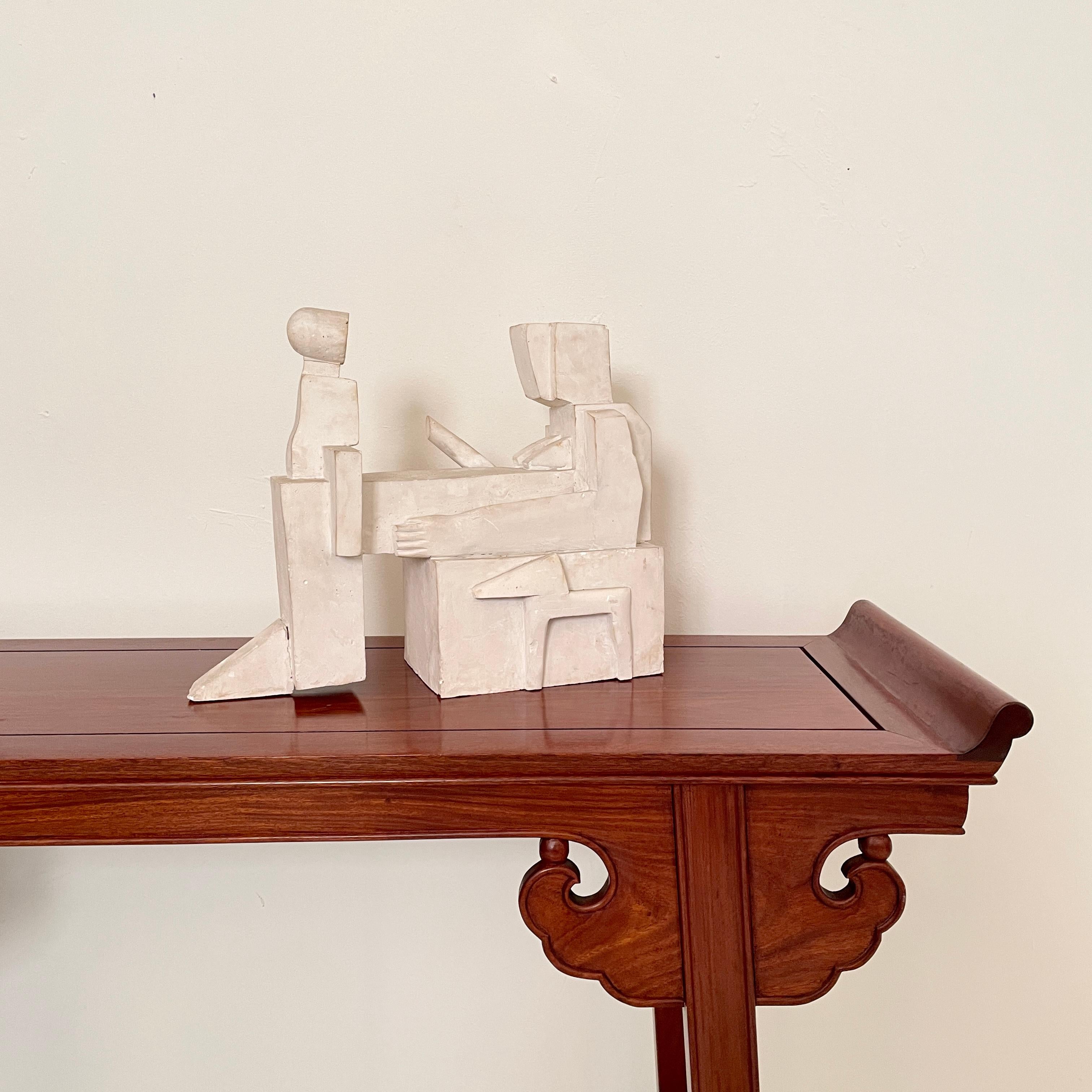 Mid-Century Modern 20th Century Cubist Sculpture Made Out of White Plaster from the, 1960s