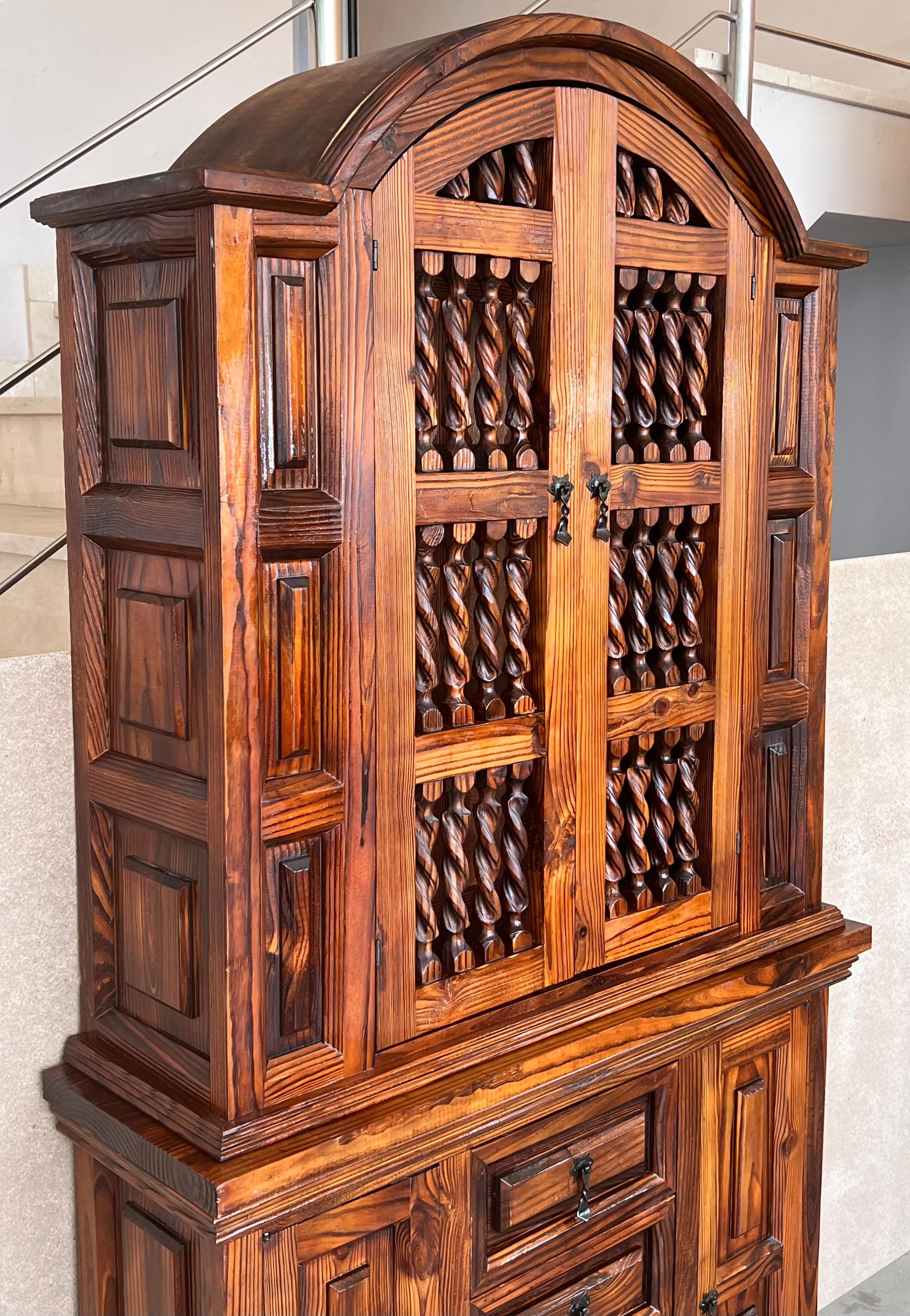 Baroque 20th Century Cupboard or Cabinet, Pine, Spain, Restored For Sale