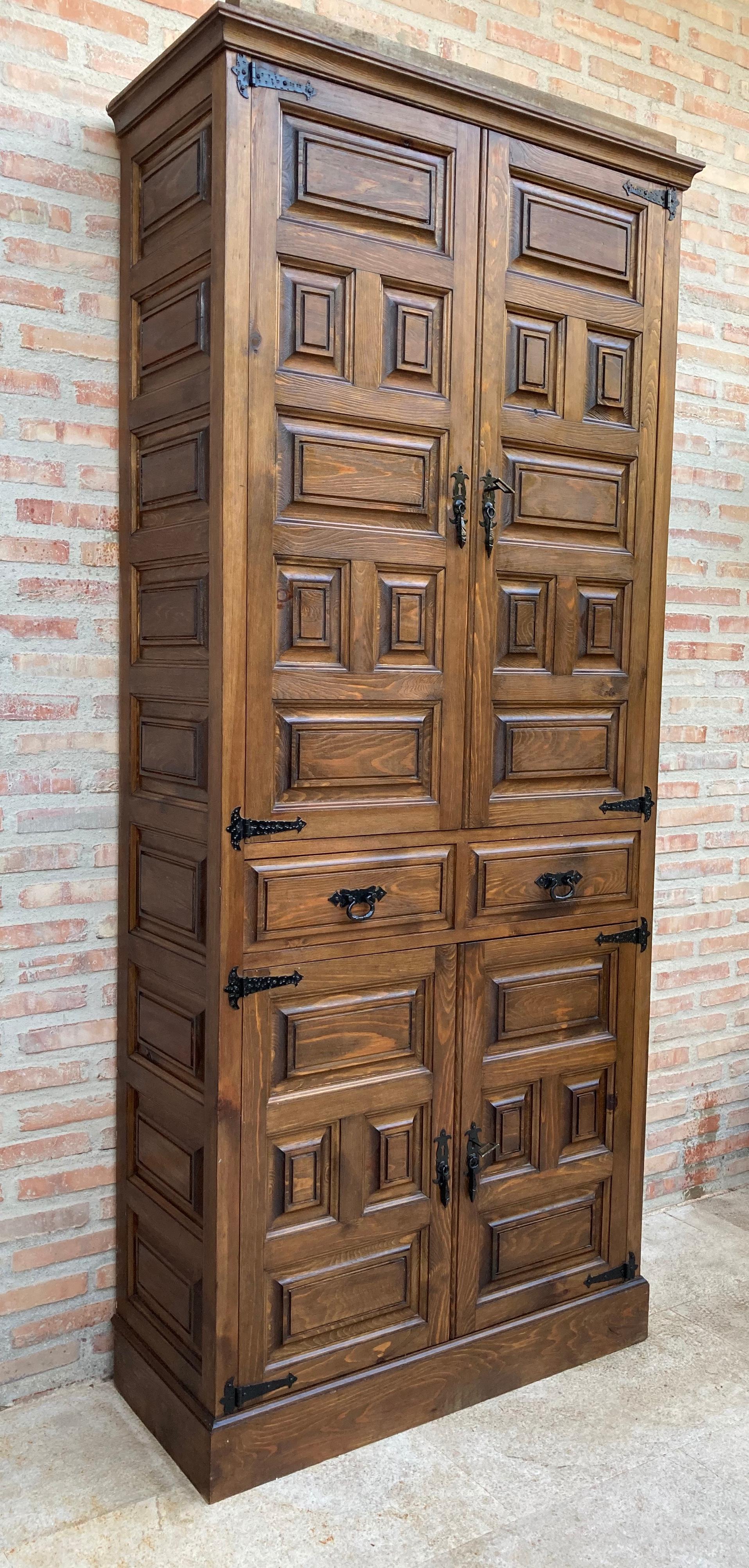 Spanish 20th Century Cupboard or Cabinet, Walnut, Castillian Influence, Spain, Restored For Sale