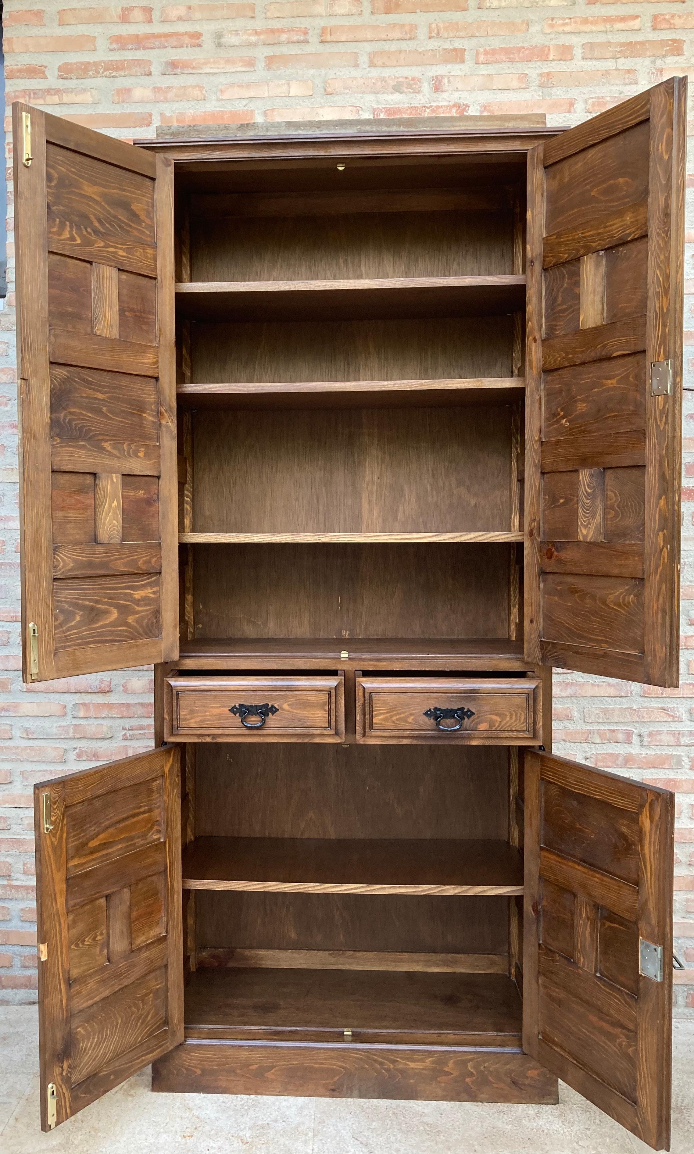 Hand-Carved 20th Century Cupboard or Cabinet, Walnut, Castillian Influence, Spain, Restored For Sale