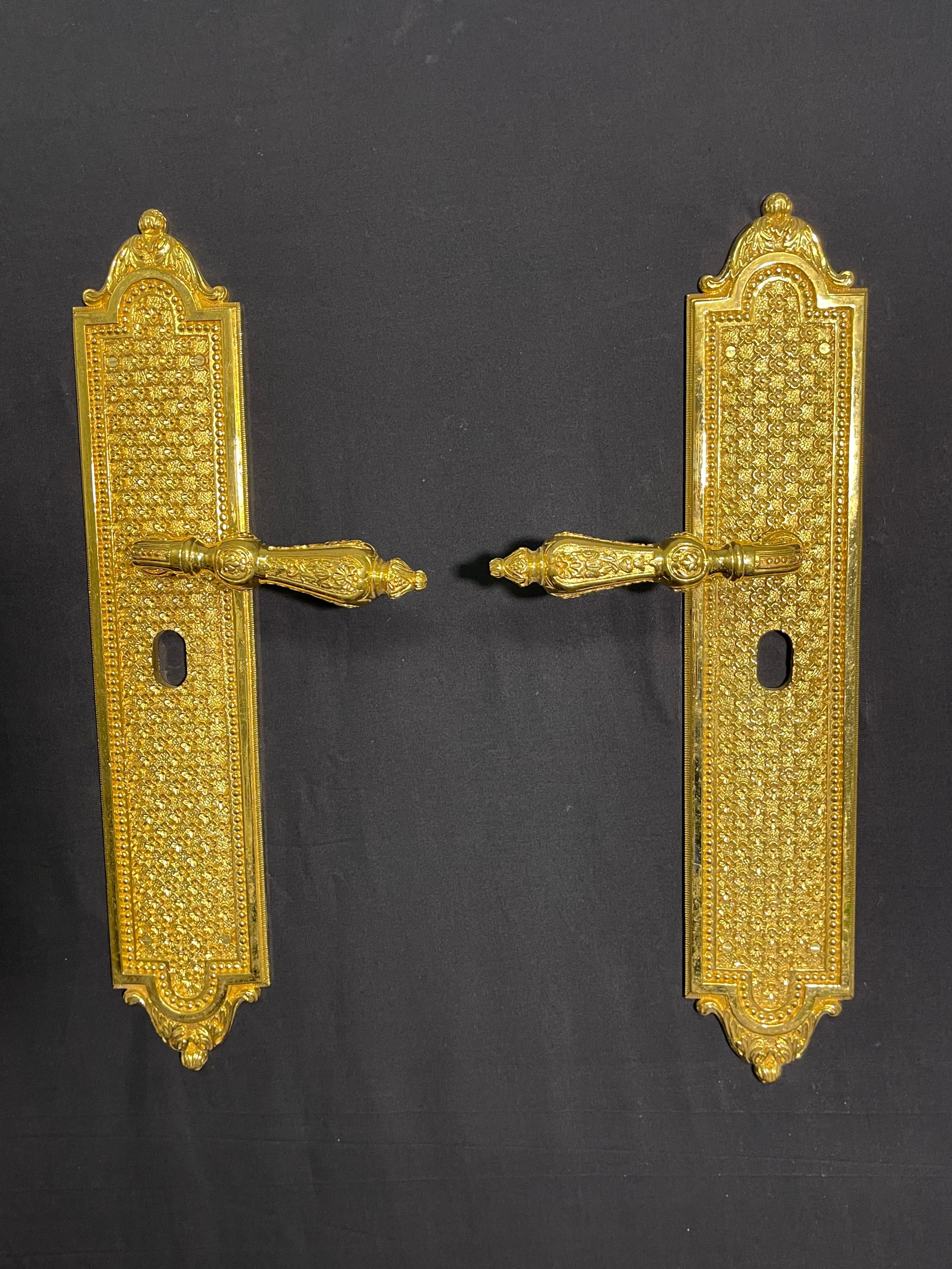 20th Century Custom made 24 karat Gold plated door handle For Sale 5