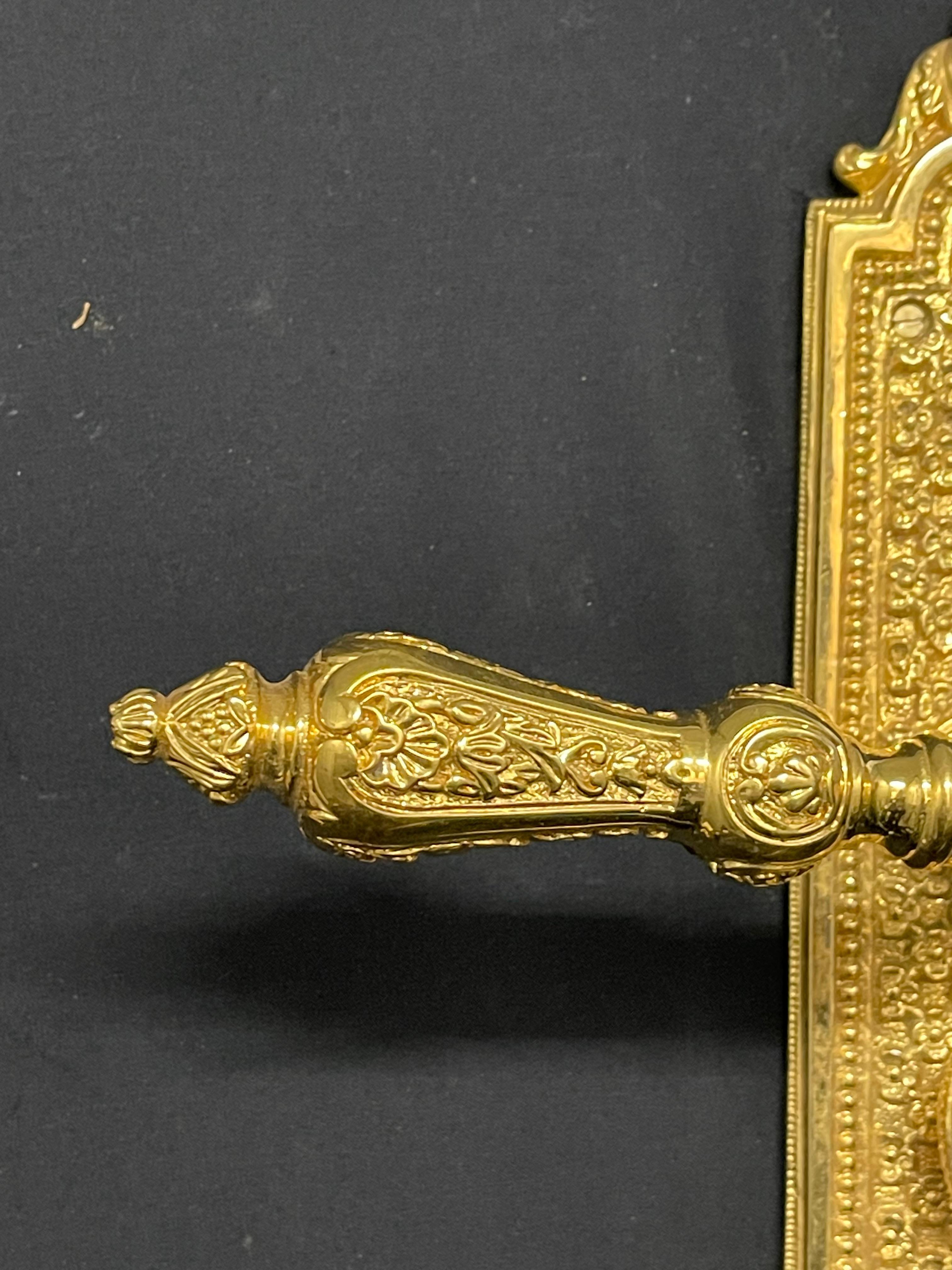20th century custom made 24 karat gold plated door handle For Sale 4