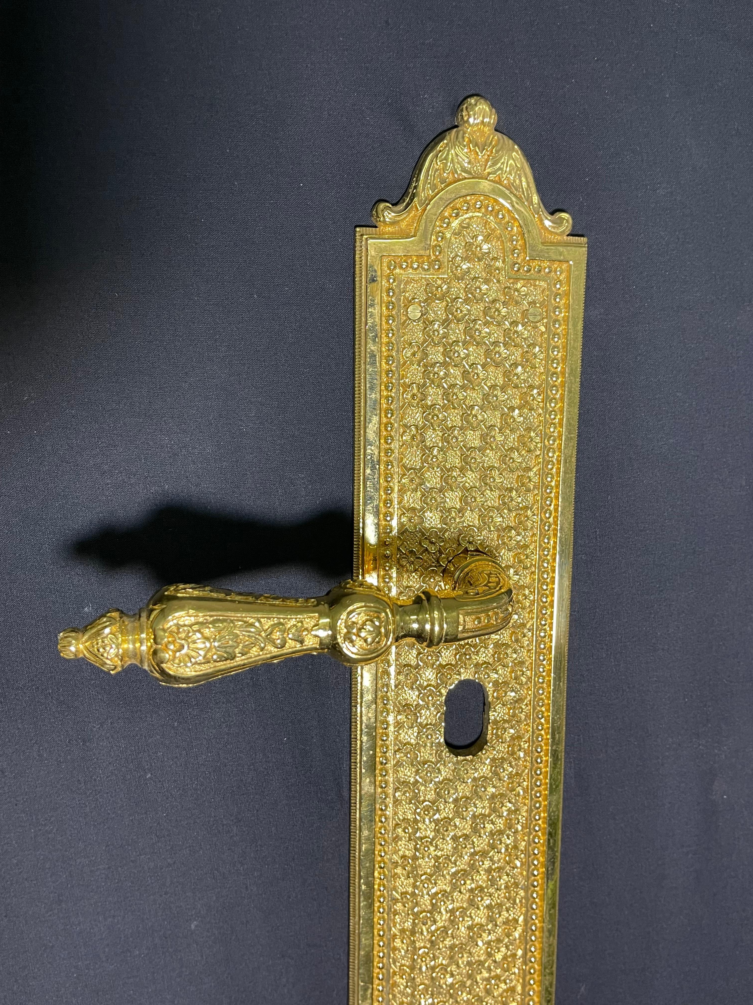 20th Century Custom made 24 karat Gold plated door handle For Sale 6