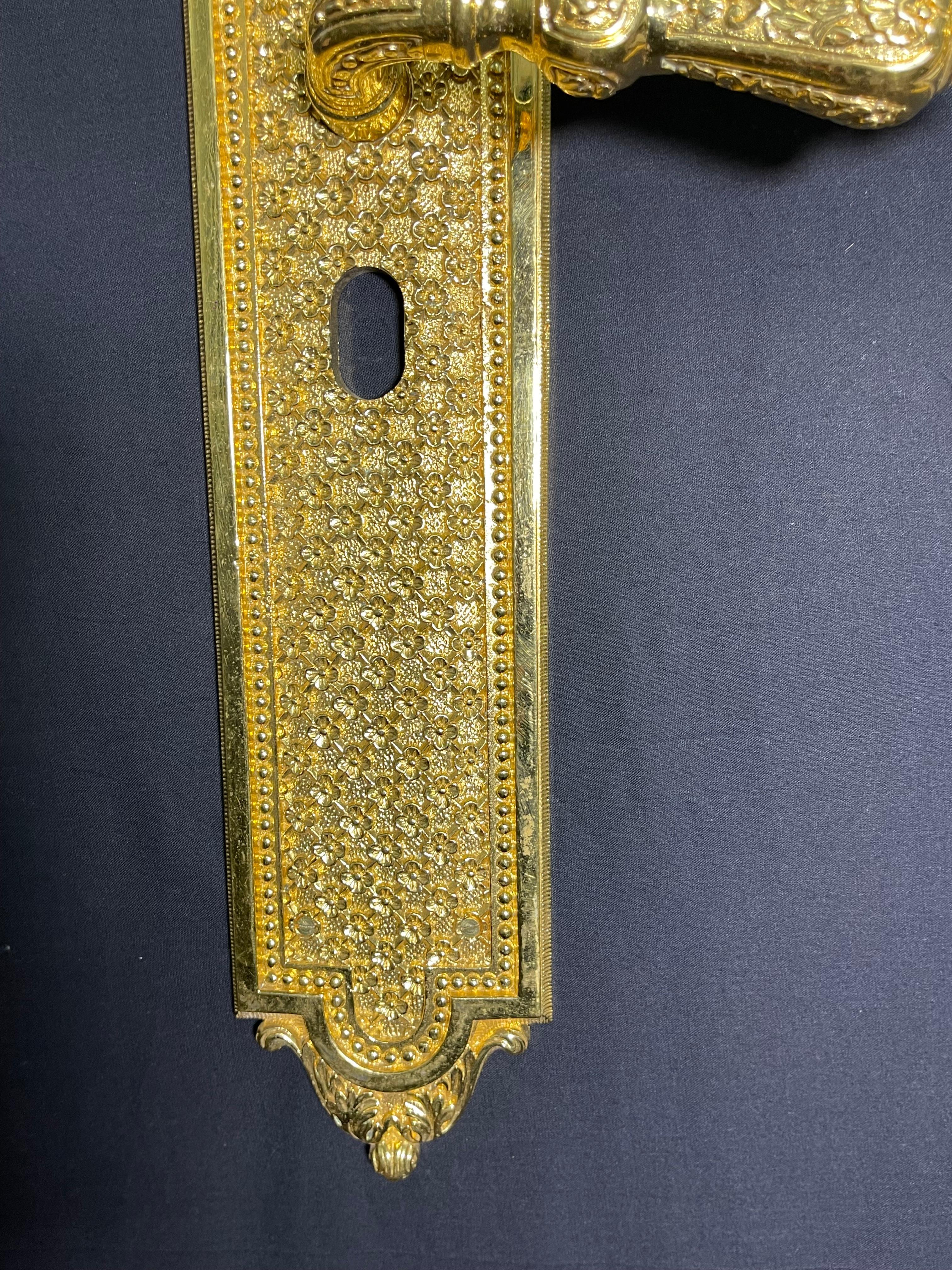20th Century Custom made 24 karat Gold plated door handle For Sale 7