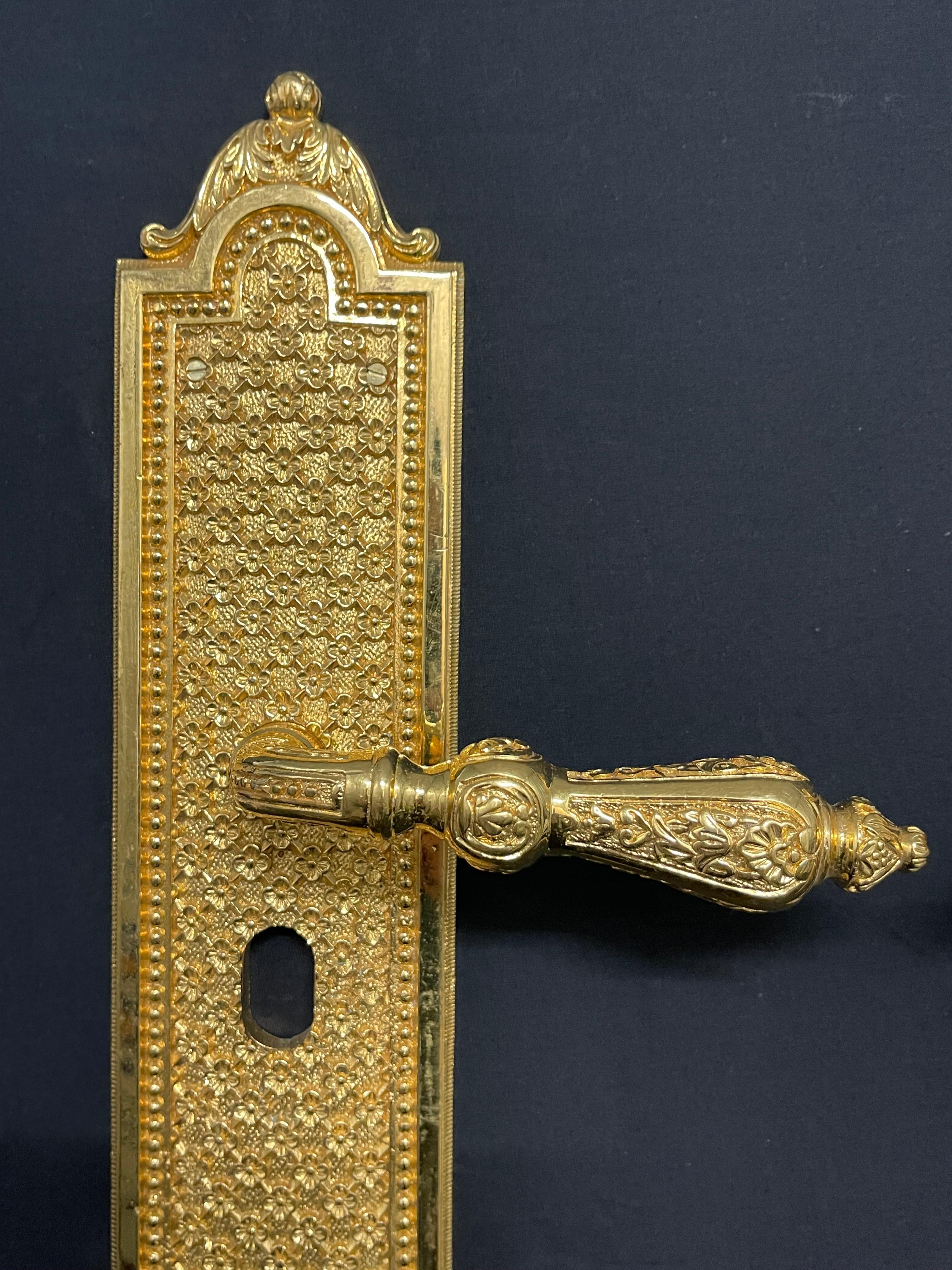 Asian 20th Century Custom made 24 karat Gold plated door handle For Sale