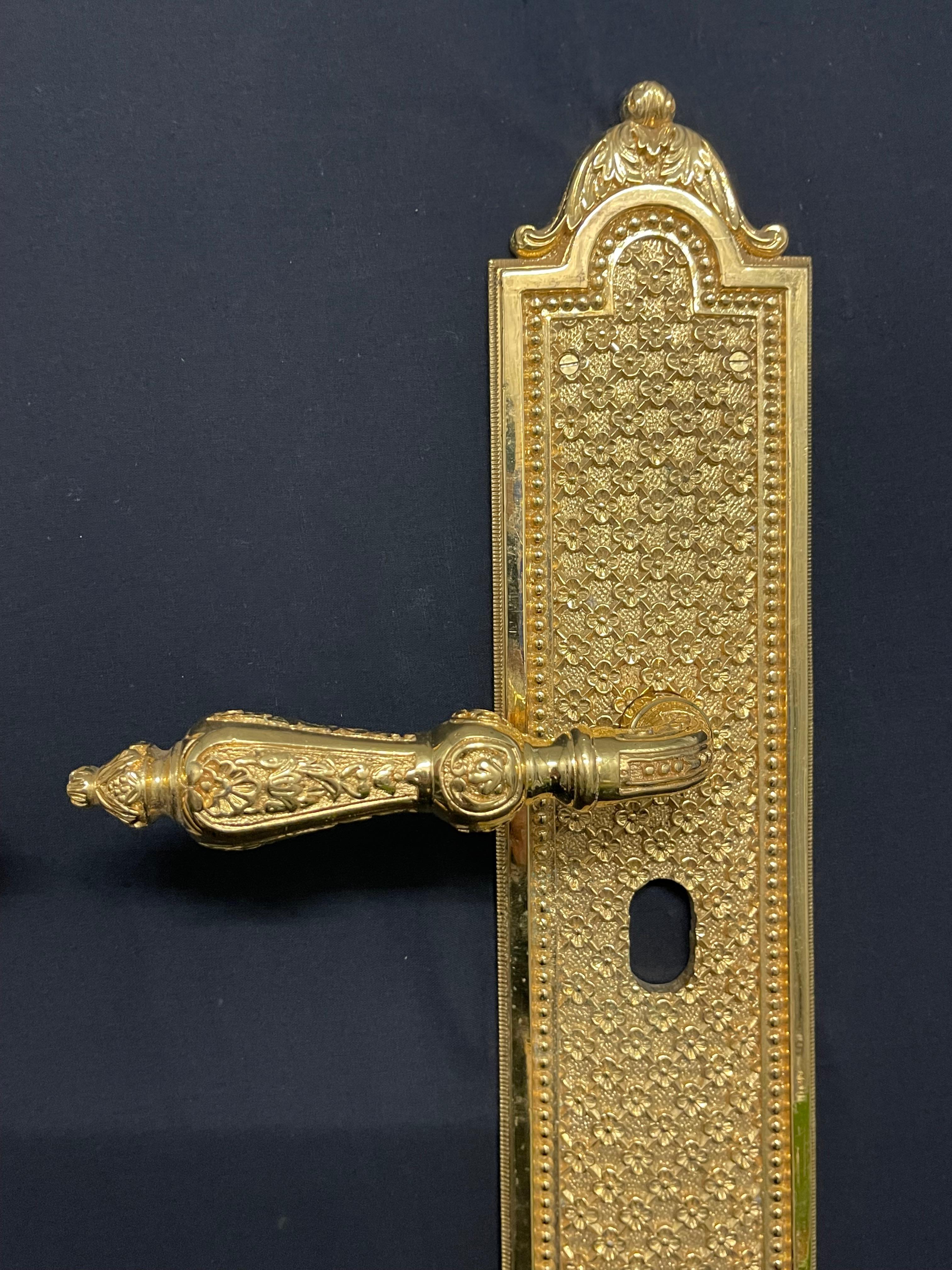 20th Century Custom made 24 karat Gold plated door handle For Sale 2