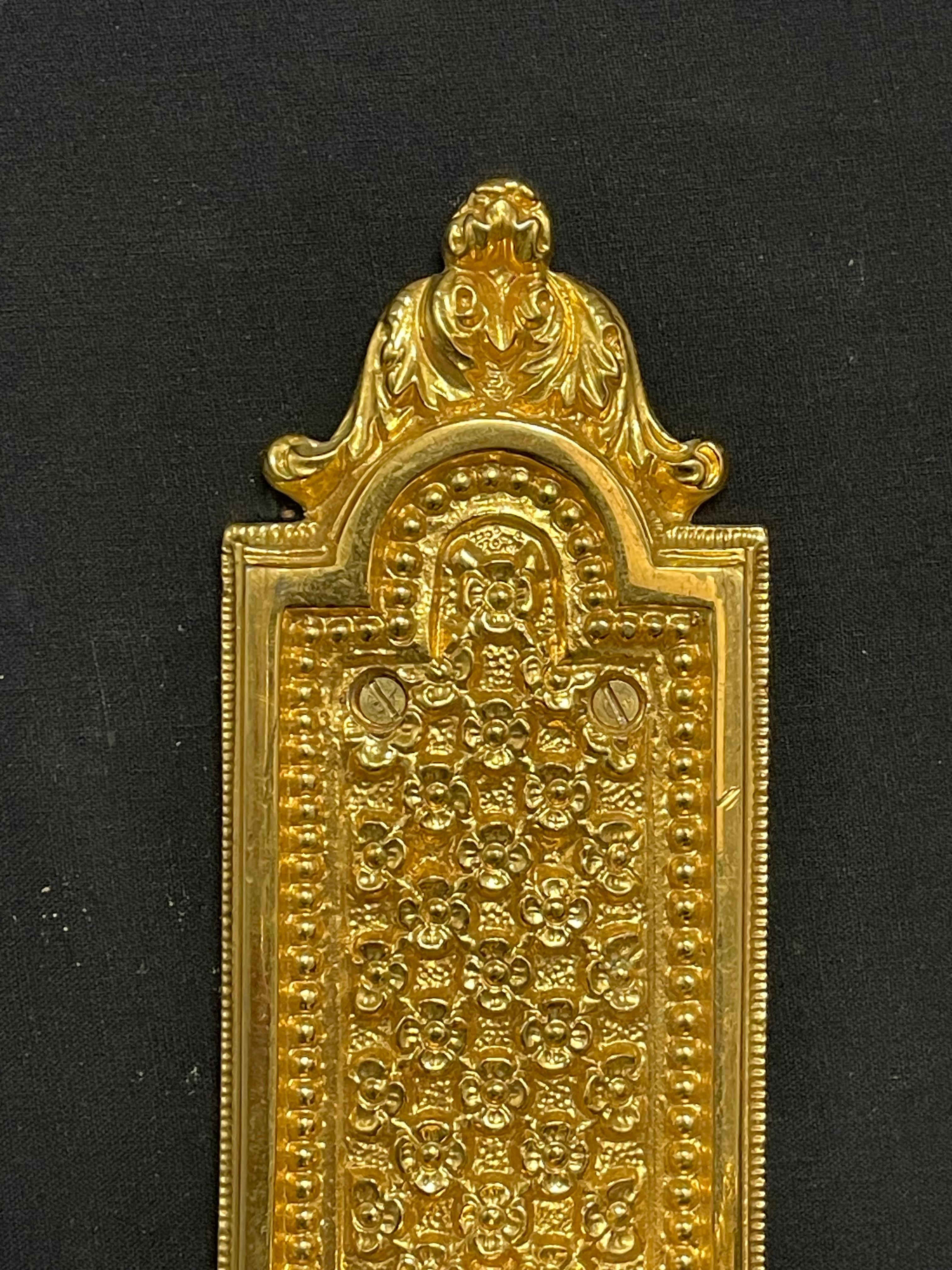 20th century custom made 24 karat gold plated door handle For Sale 1