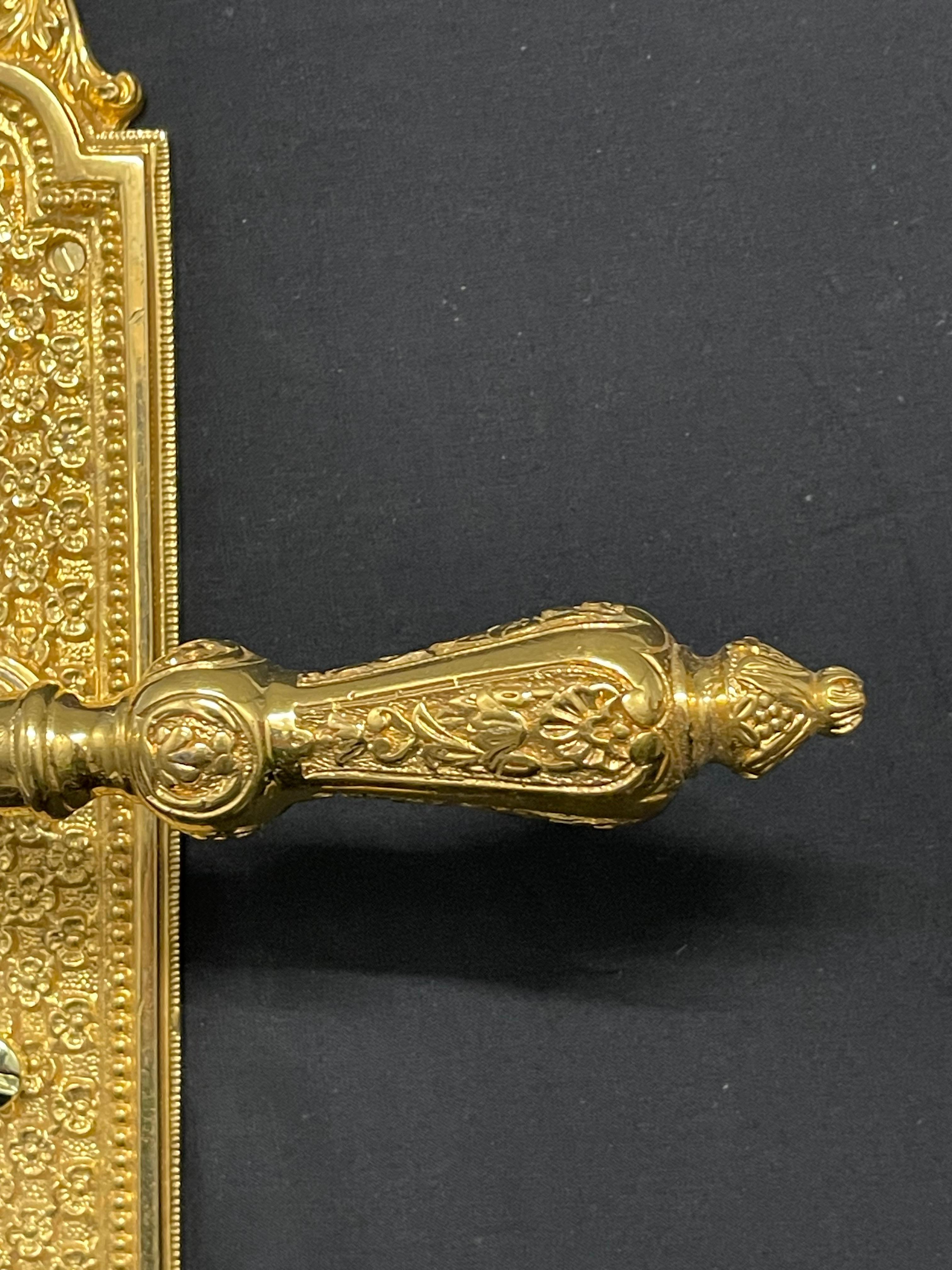 20th century custom made 24 karat gold plated door handle For Sale 3