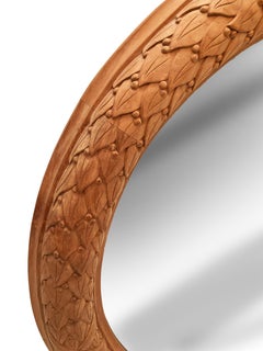 Grand miroir sur mesure pour Sutherland, feuilles d'Acanthus avec lanières en Wood