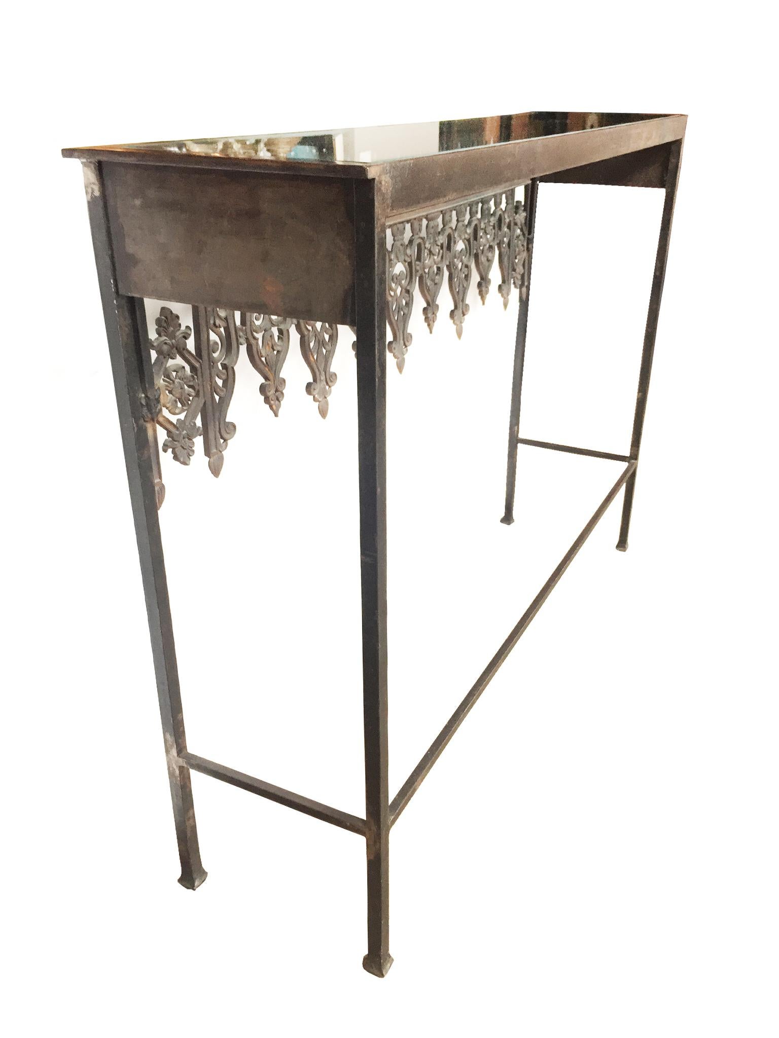 20th Century Custom Steel and Glass Console Table In Good Condition In New York, NY