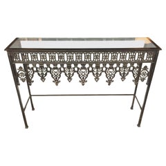Vintage 20th Century Custom Steel and Glass Console Table