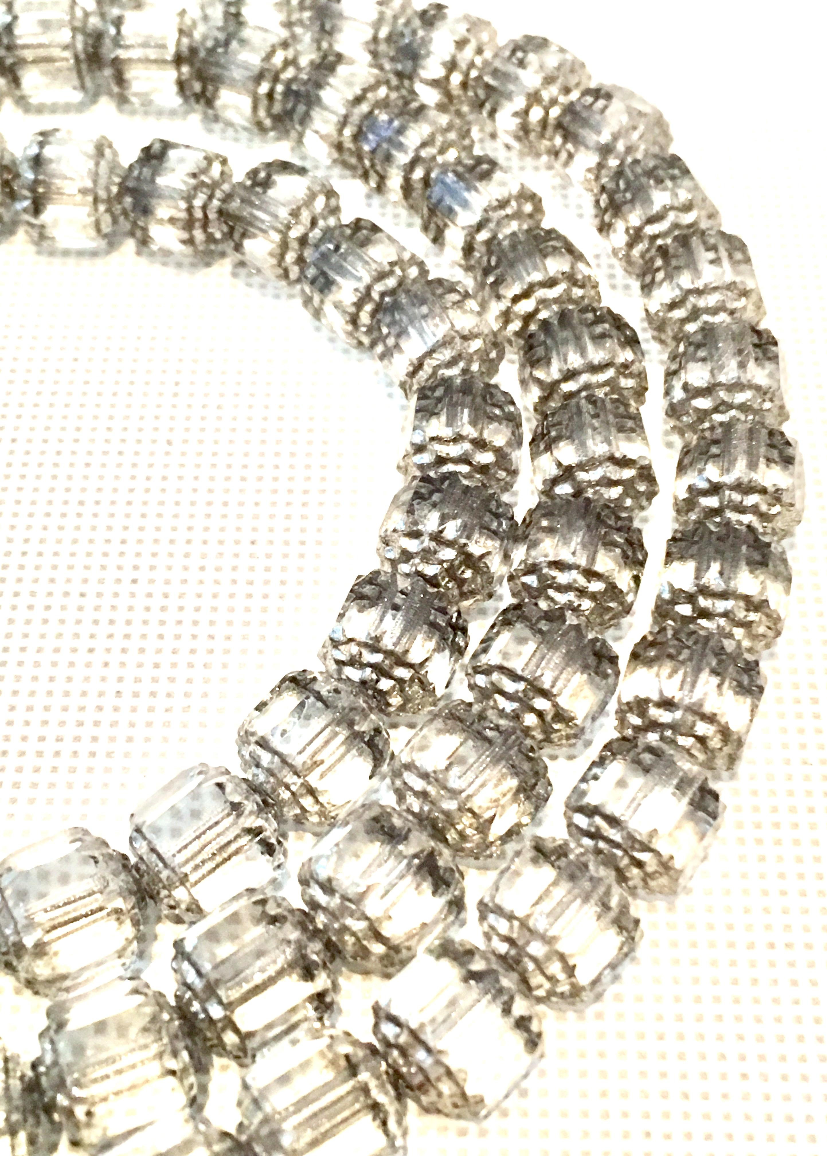 20th Century Cut Austrian Crystal & 925 Sterling Beaded Necklace In Good Condition For Sale In West Palm Beach, FL