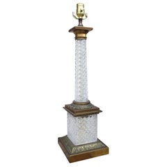 20th Century Cut Crystal and Bronze Column Lamp 20th Century Cut Crystal and Bronze Column Lamp