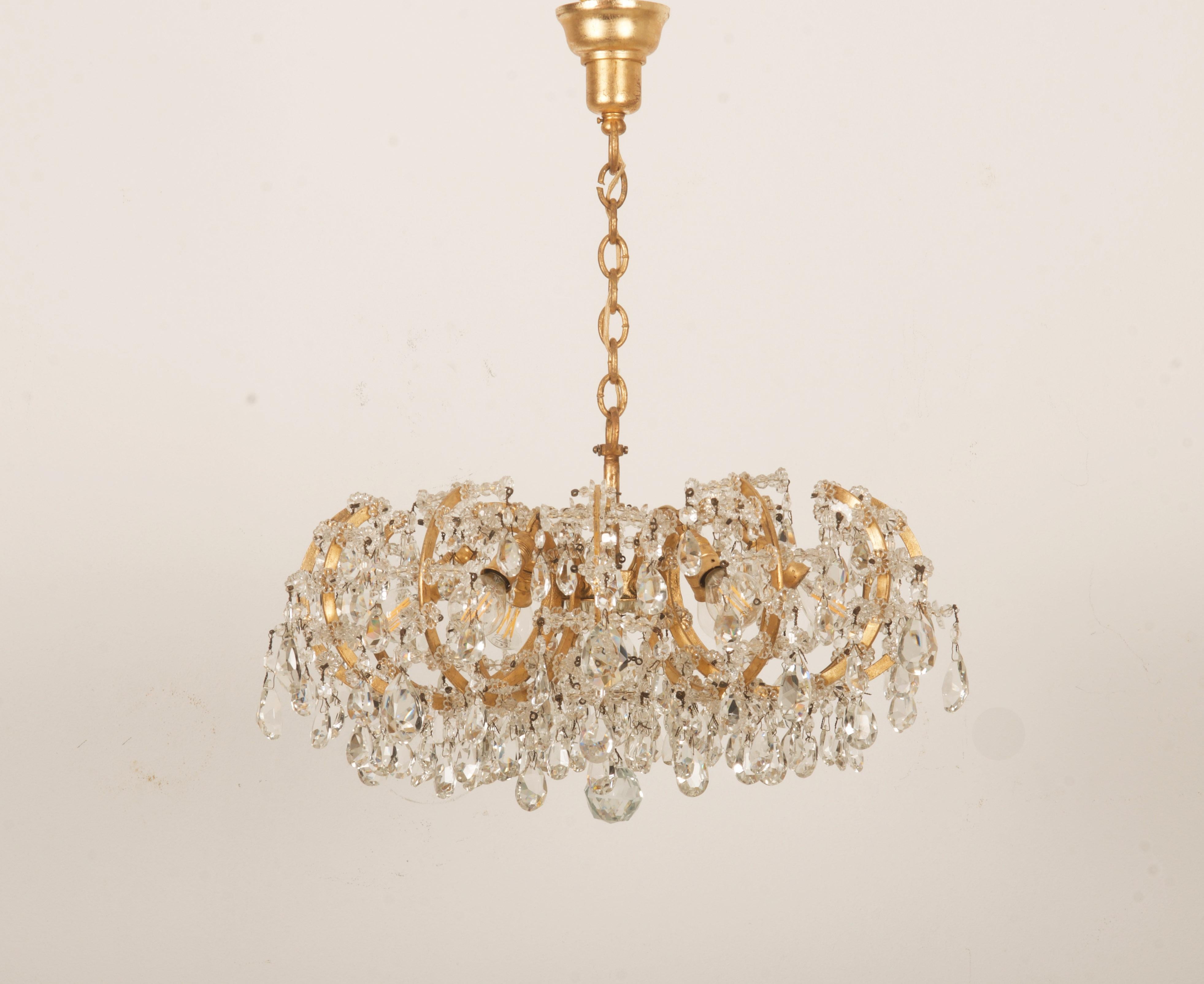 Mid-Century moderno Lampadario in cristallo tagliato del XX secolo in vendita