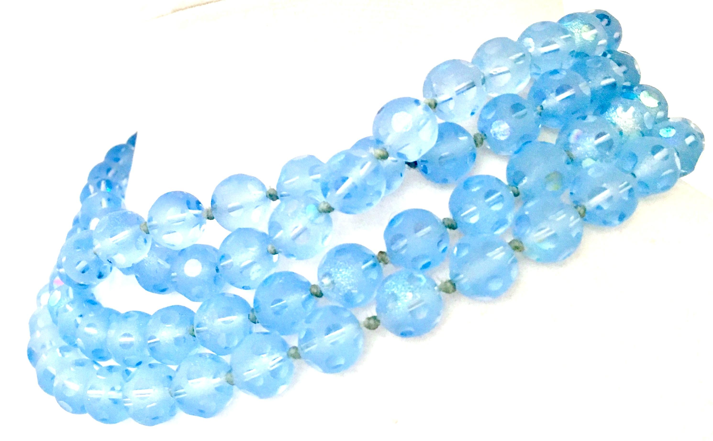 20th Century Cut & Faceted Art Glass Bead Opera Length Necklace In Good Condition In West Palm Beach, FL