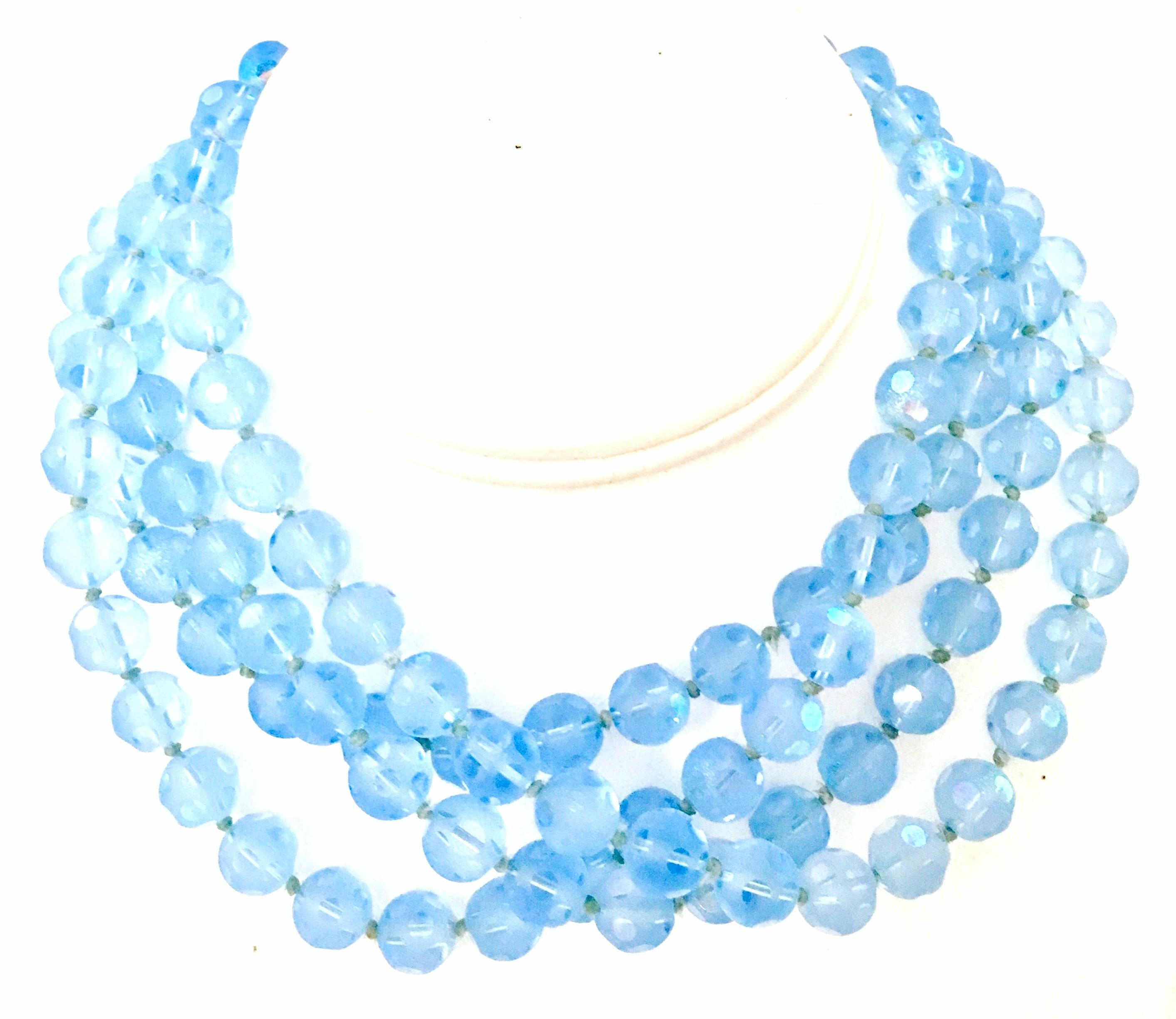 Women's or Men's 20th Century Cut & Faceted Art Glass Bead Opera Length Necklace