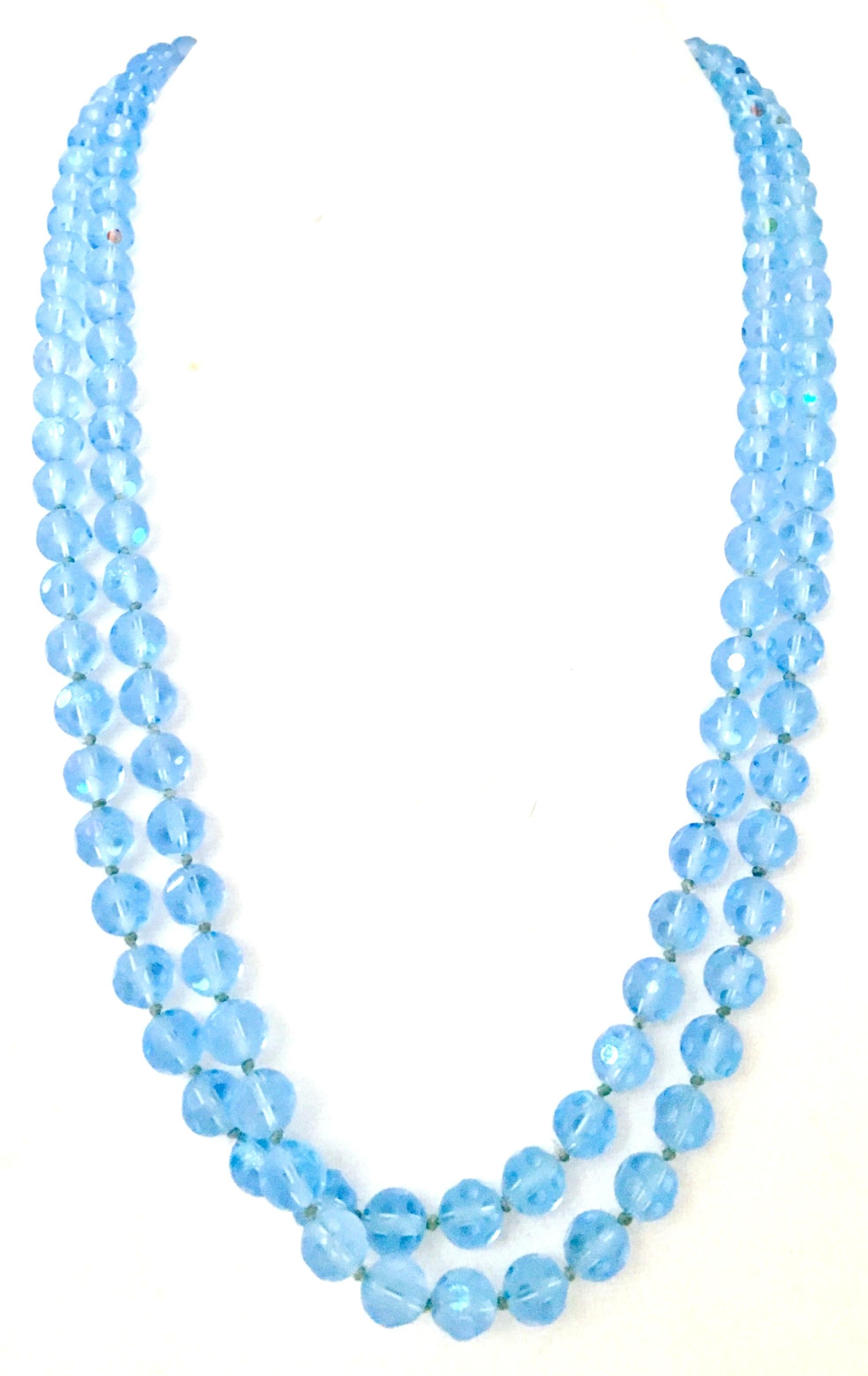 20th Century Cut & Faceted Art Glass Bead Opera Length Necklace 1