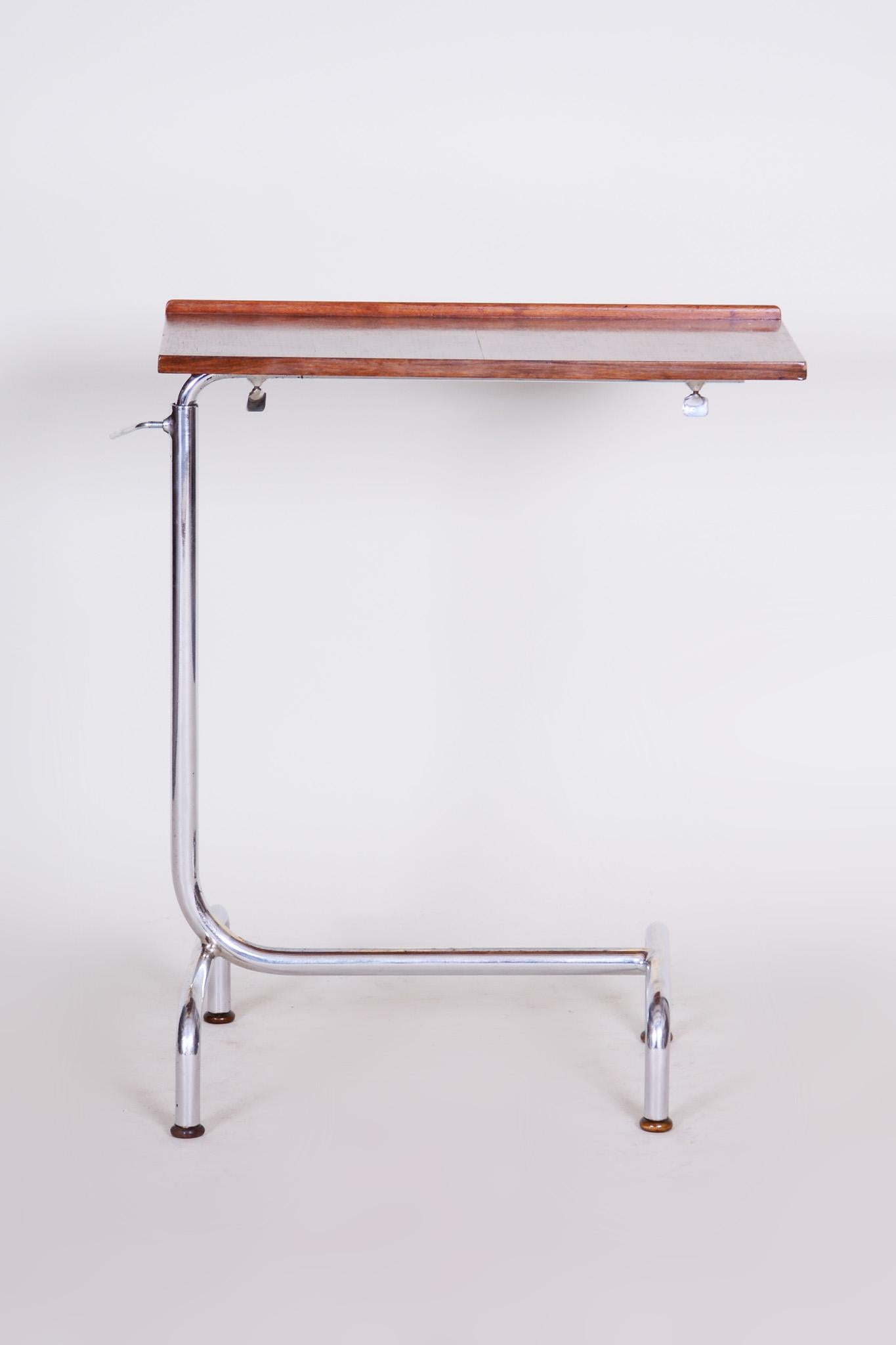20th Century Czech Adjustable Bauhaus Table, Chrome, Mücke, Melder, 1930s In Good Condition In Brandys nad Labem, Středočeský kraj